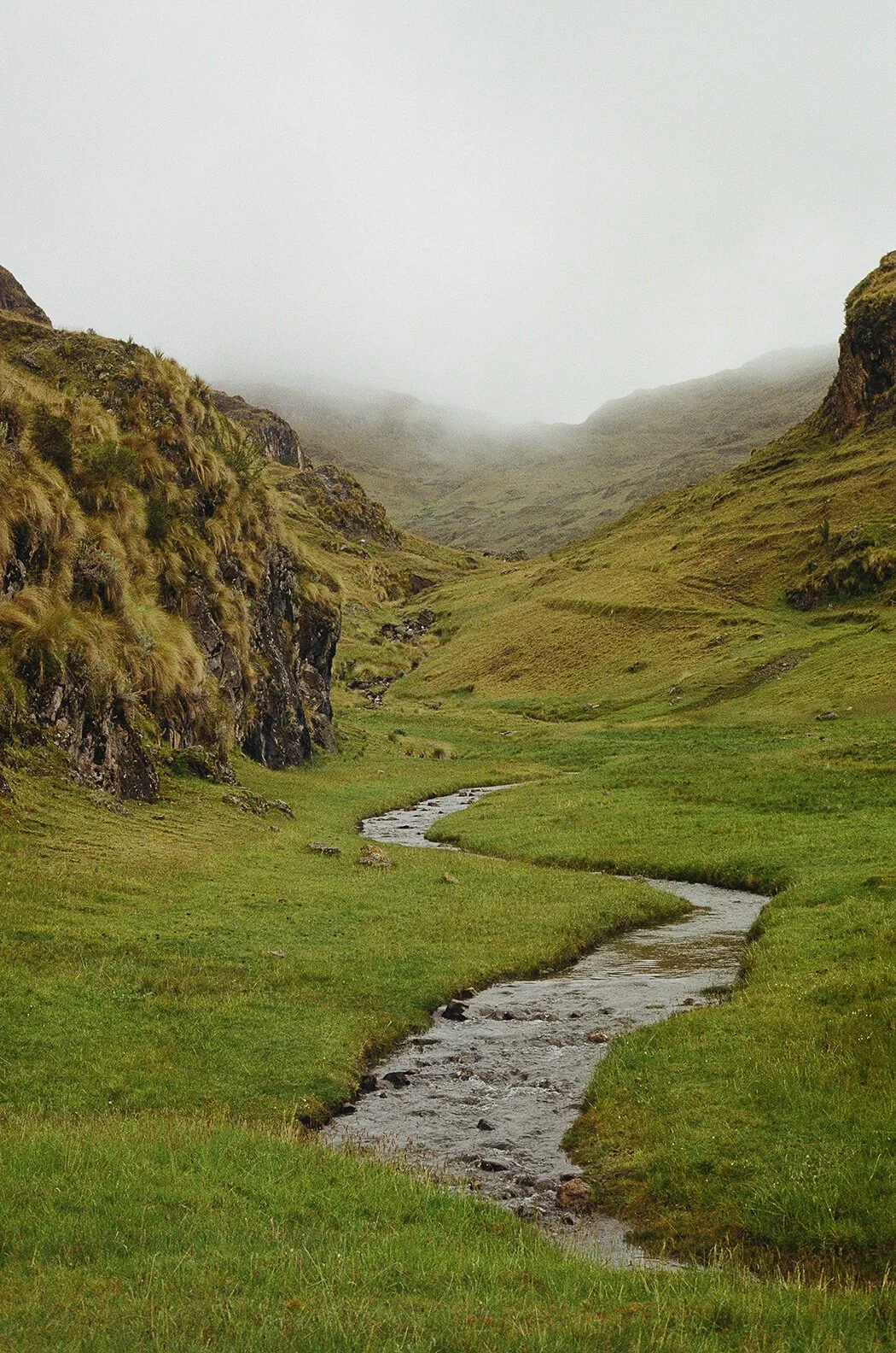 Winding river in mountains in Peru