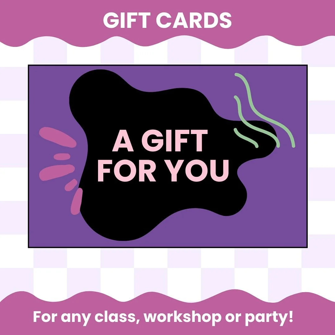🪩Give the gift of craft🪩

Gift cards are now available on the website OR you can just go ahead and register your friend for a workshop and send the receipt!🎁