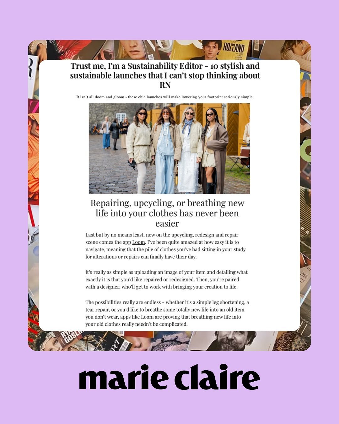 We&rsquo;ve been featured in @marieclaireuk 💫

A huge thank you to @allyyhead for featuring us in her list of 10 stylish and sustainable launches.

&lsquo;The possibilities really are endless - whether it&rsquo;s a simple leg shortening, a tear repa