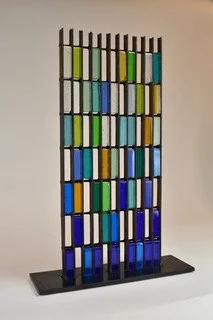 "150"
1" thick Kokomo Opalescent Glass with steel
12"w x31"h x 1"d.  Price on request