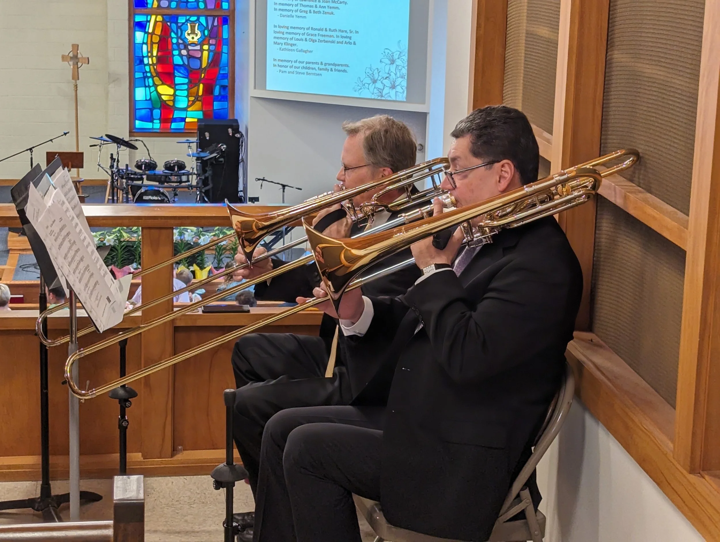 A brass ensemble plays for Easter services