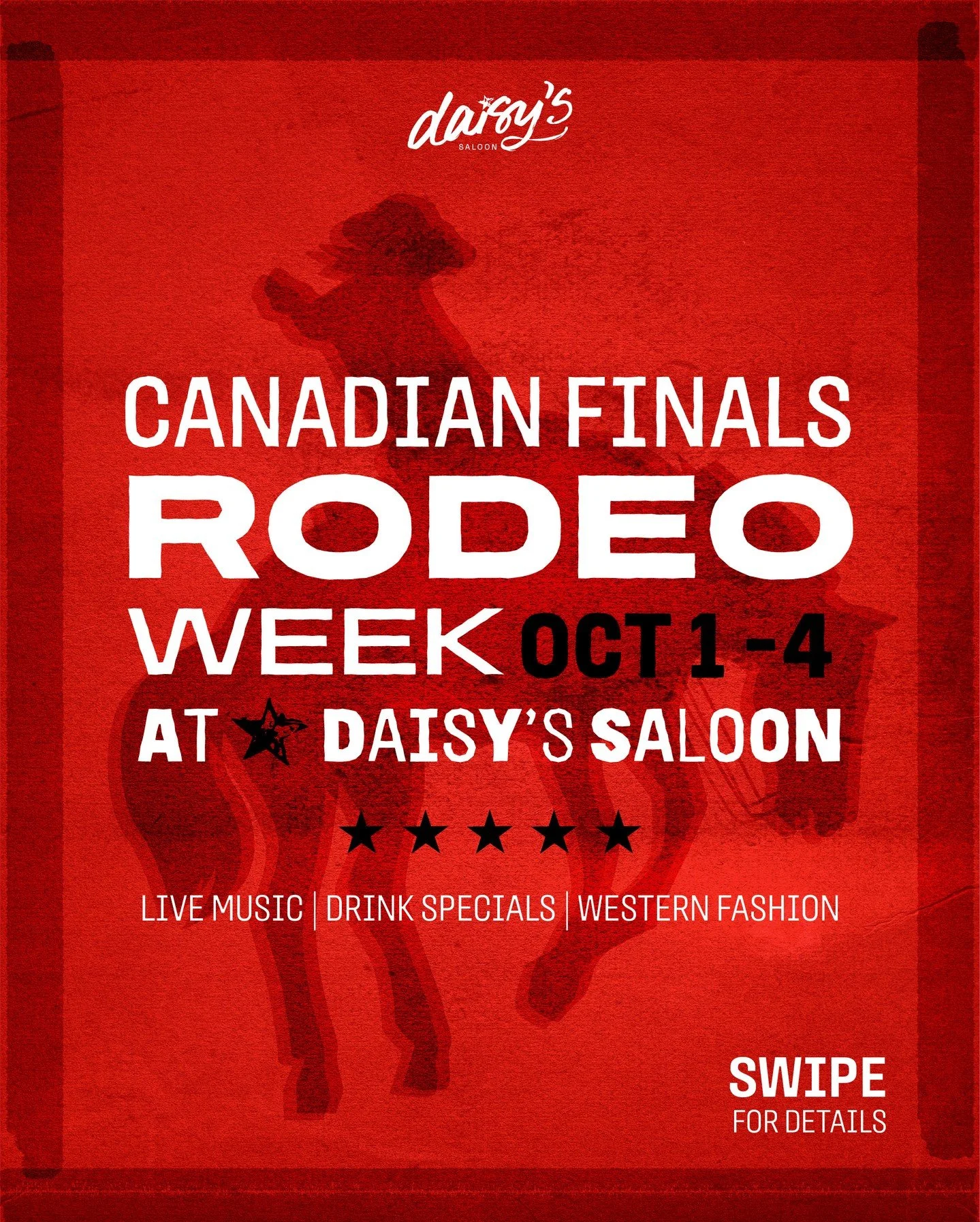 Saddle up, it&rsquo;s CFR Week at Daisy&rsquo;s! Four nights, live country music, and all the rodeo energy you can handle. 🤠⁠
⁠
🍻 Wednesday, Oct 1 &ndash; CFR Solo Cup Kickoff⁠
$4 Beer &amp; Highballs⁠
Travis Dolter live from 9&ndash;10:30pm⁠
Doors