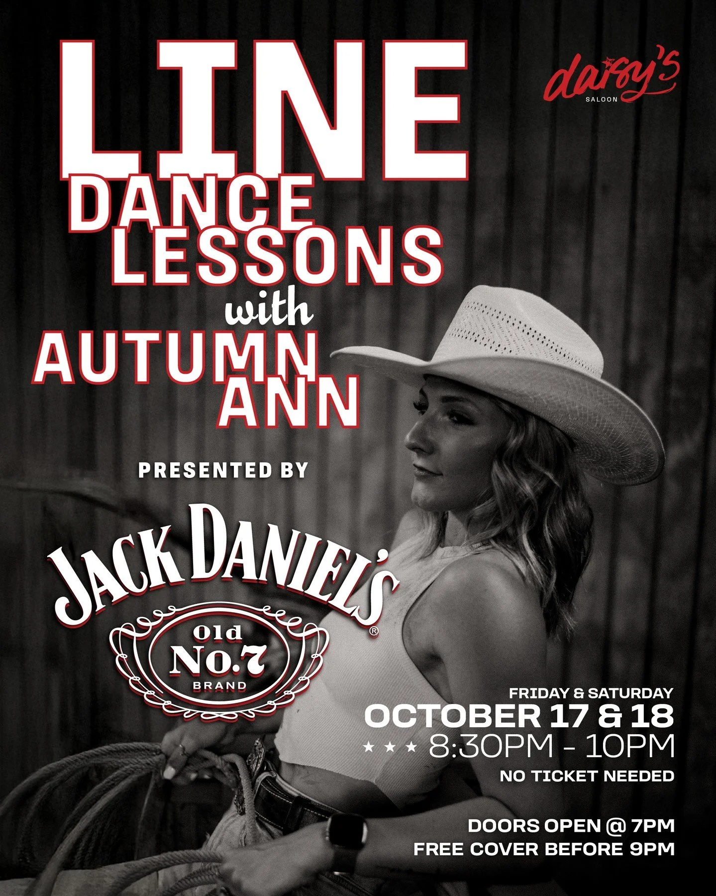 Ready to kick up your boots?⁠
⁠
Join us October 17 &amp; 18 for FREE line dance lessons with US-imported instructor Autumn Ann, presented by Jack Daniels! 💃⁠
⁠
✨ Free Cover before 9PM⁠
🍺 Doors open at 7 PM⁠
🤠 Lessons run 8:30&ndash;10 PM &mdash; n