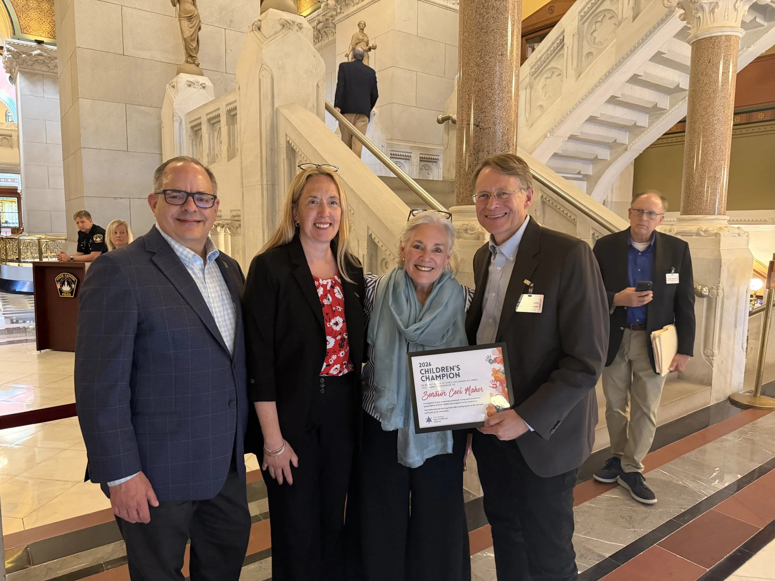 CT Early Childhood Alliance is proud to celebrate Senator Cece Maher (26th District) as a 2026 Children's Champion in recognition of her service as a co-chair of the Children's Committee, a tri-chair of the Early Childhood Education Endowment Advisor