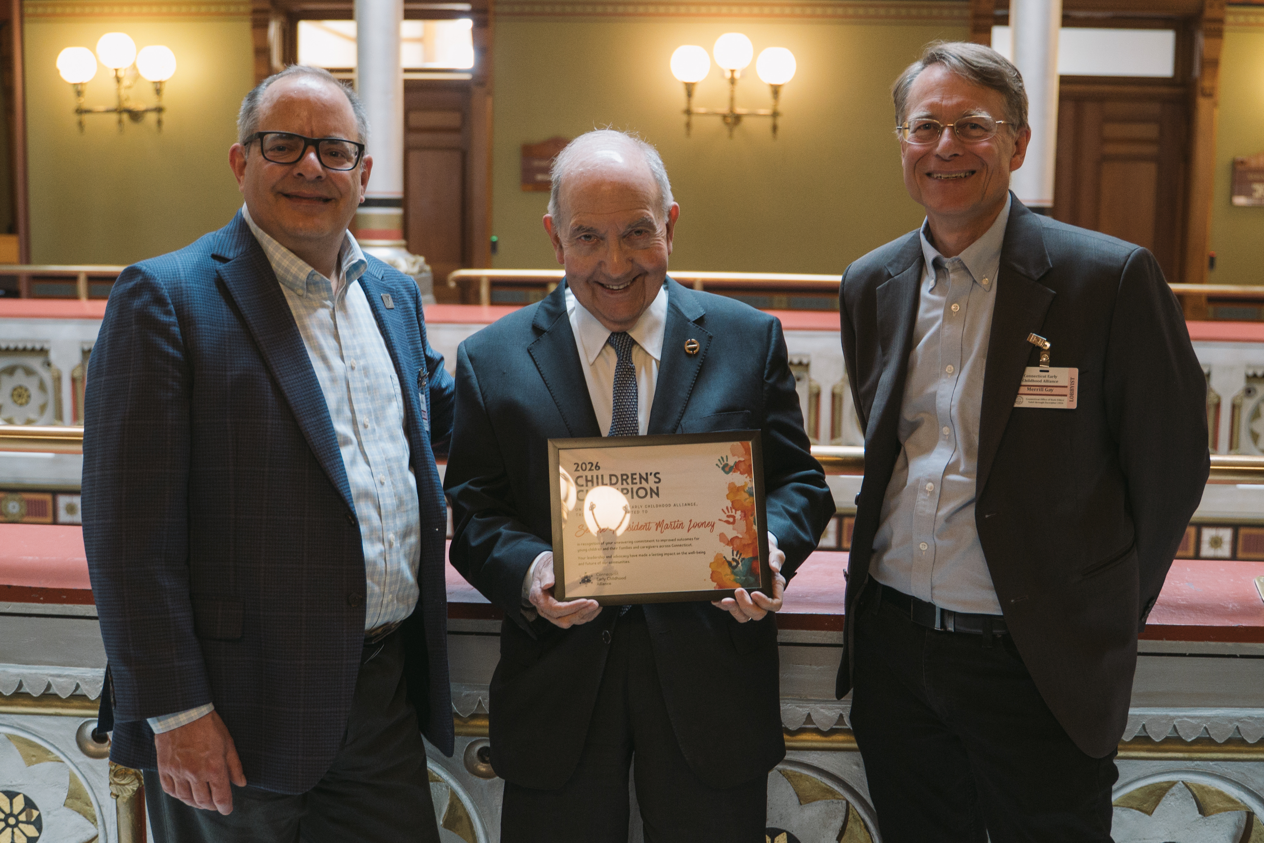 CT Early Childhood Alliance is proud to celebrate Senator Martin Looney (11th District) as a 2026 Children's Champion in recognition of his prioritization of funding the Early Childhood Education Endowment during budget negotiations in the 2026 Legis