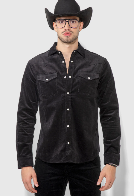 Eastwood Needle Cord Western Shirt - Noir