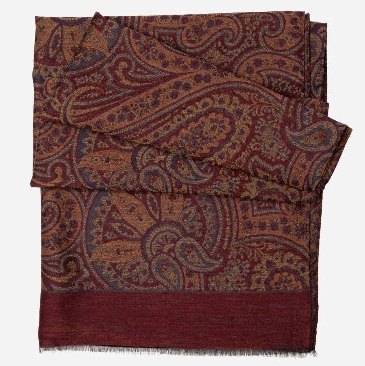 Leone Wool Silk Scarf - Burgundy