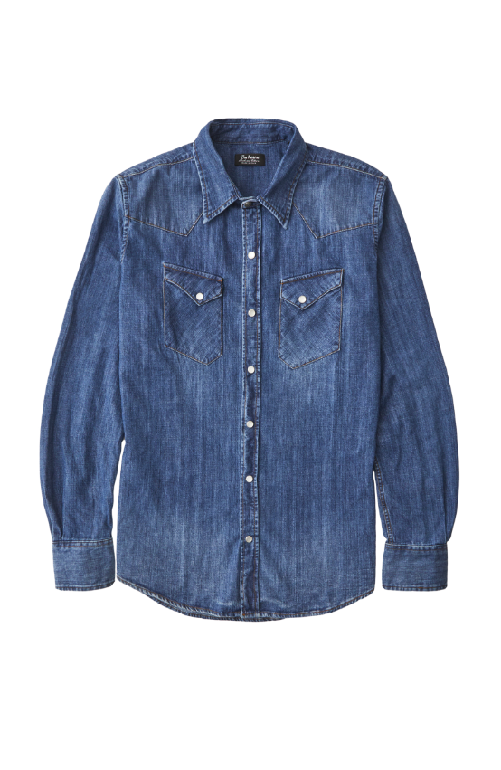 FDP Blue Medium Wash Denim Western Shirt