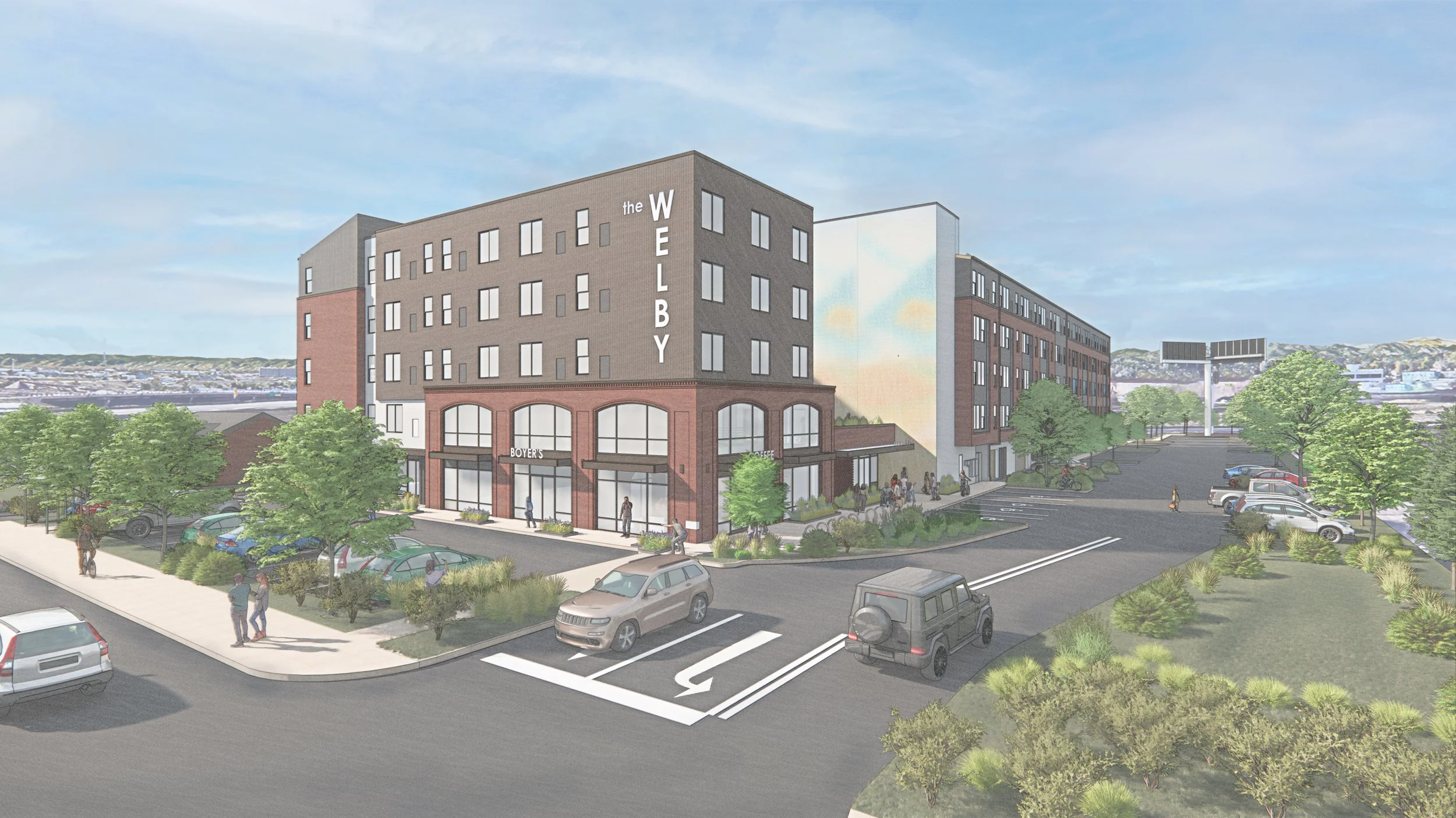 Rendering of The Welby, a mixed-use affordable housing development in Denver, Colorado.
-Designed by Sopher Sparn Architects