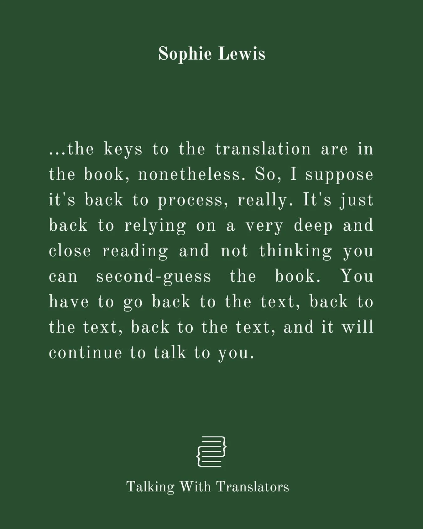 We loved this image of intimacy and conversation between text and translator from @srlewis1 

What process do you find helps you to unlock a translation? Let us know in the comments!

You can hear more of Sophie&rsquo;s inspiring thoughts on translat