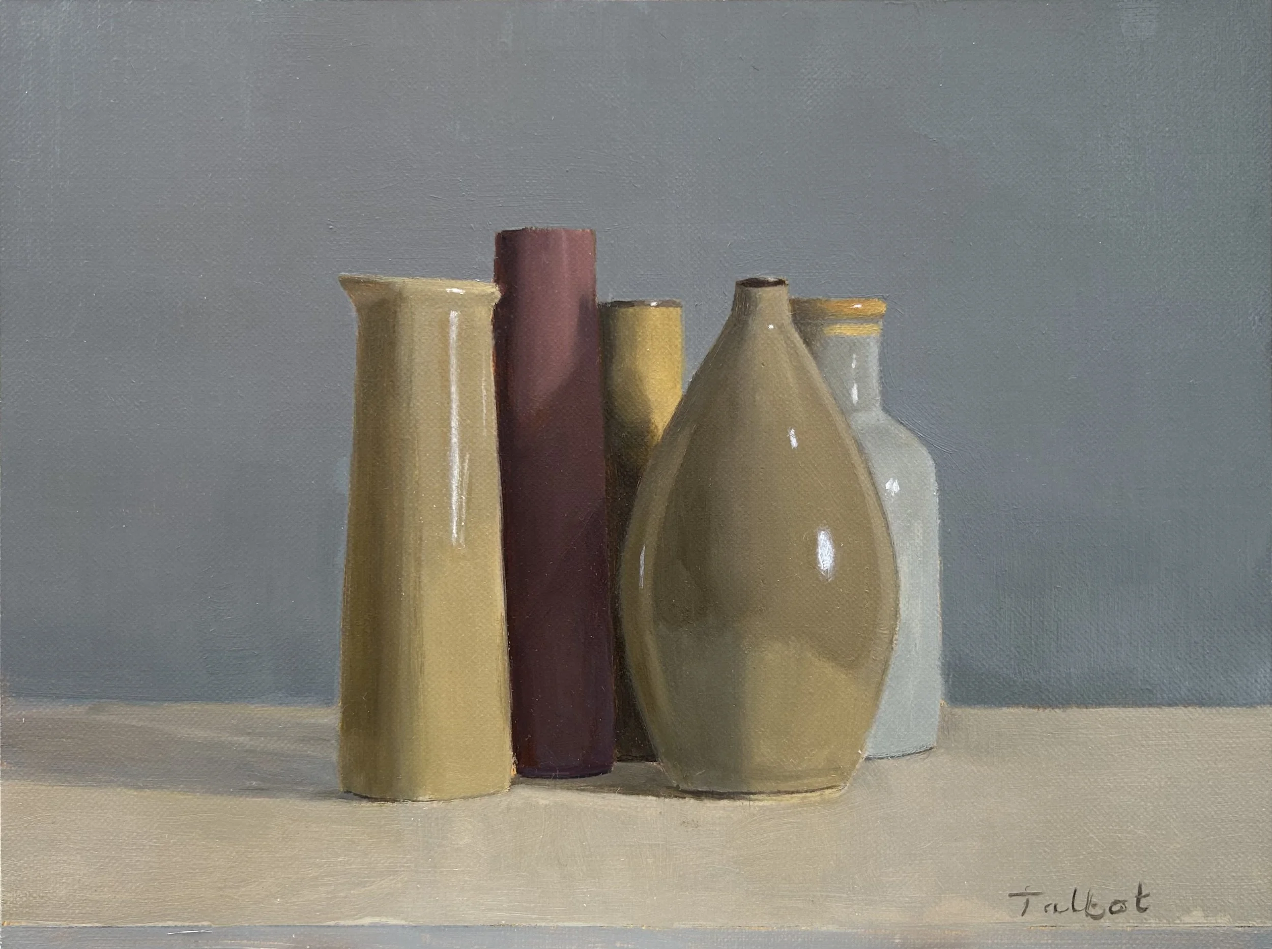 Pear shaped vase, oil on linen mounted on board, 18 x 24 cm, 2025, sold.
