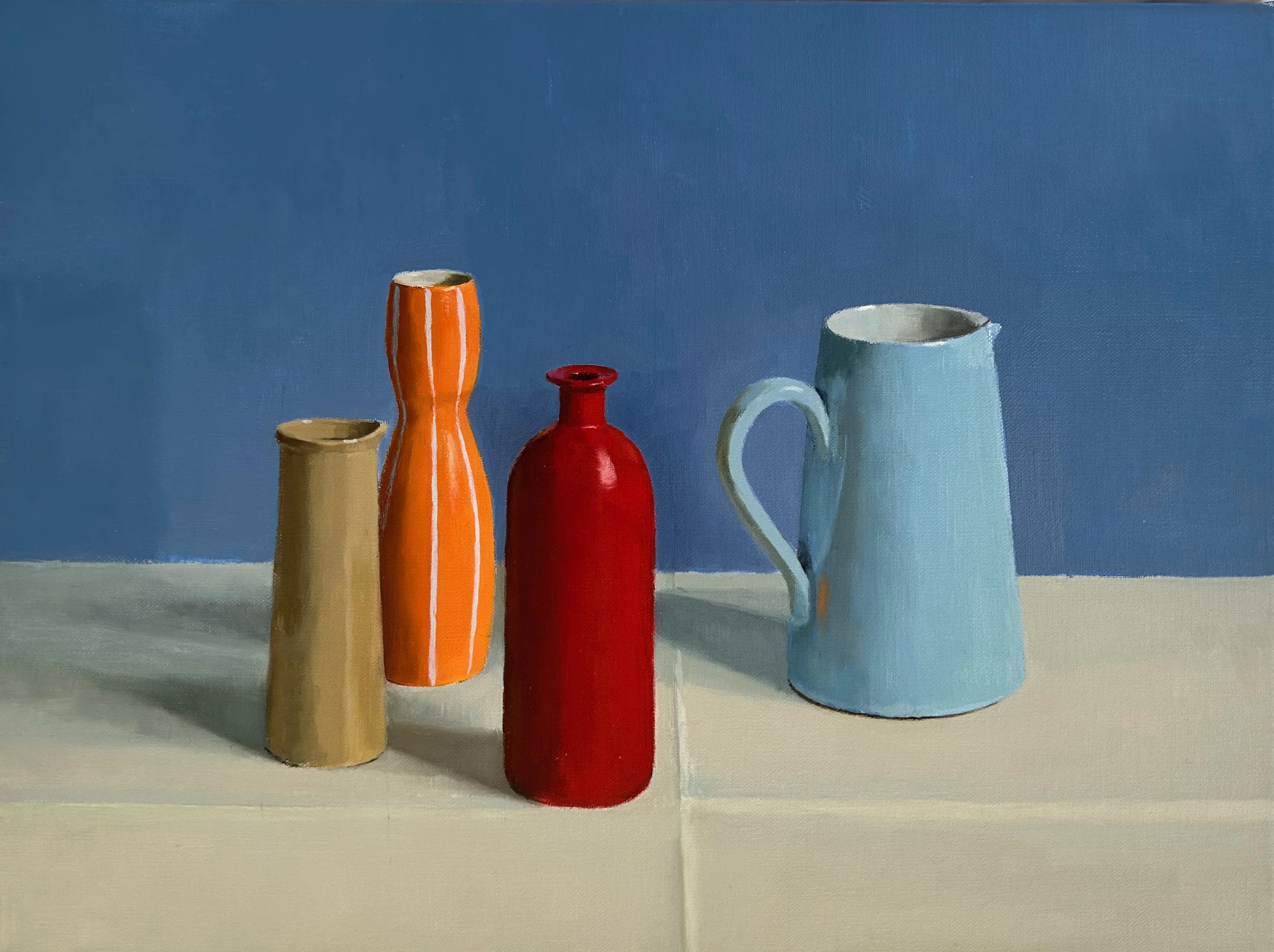 Red bottle, oil on linen, 30 x 40 cm, 2023, sold.