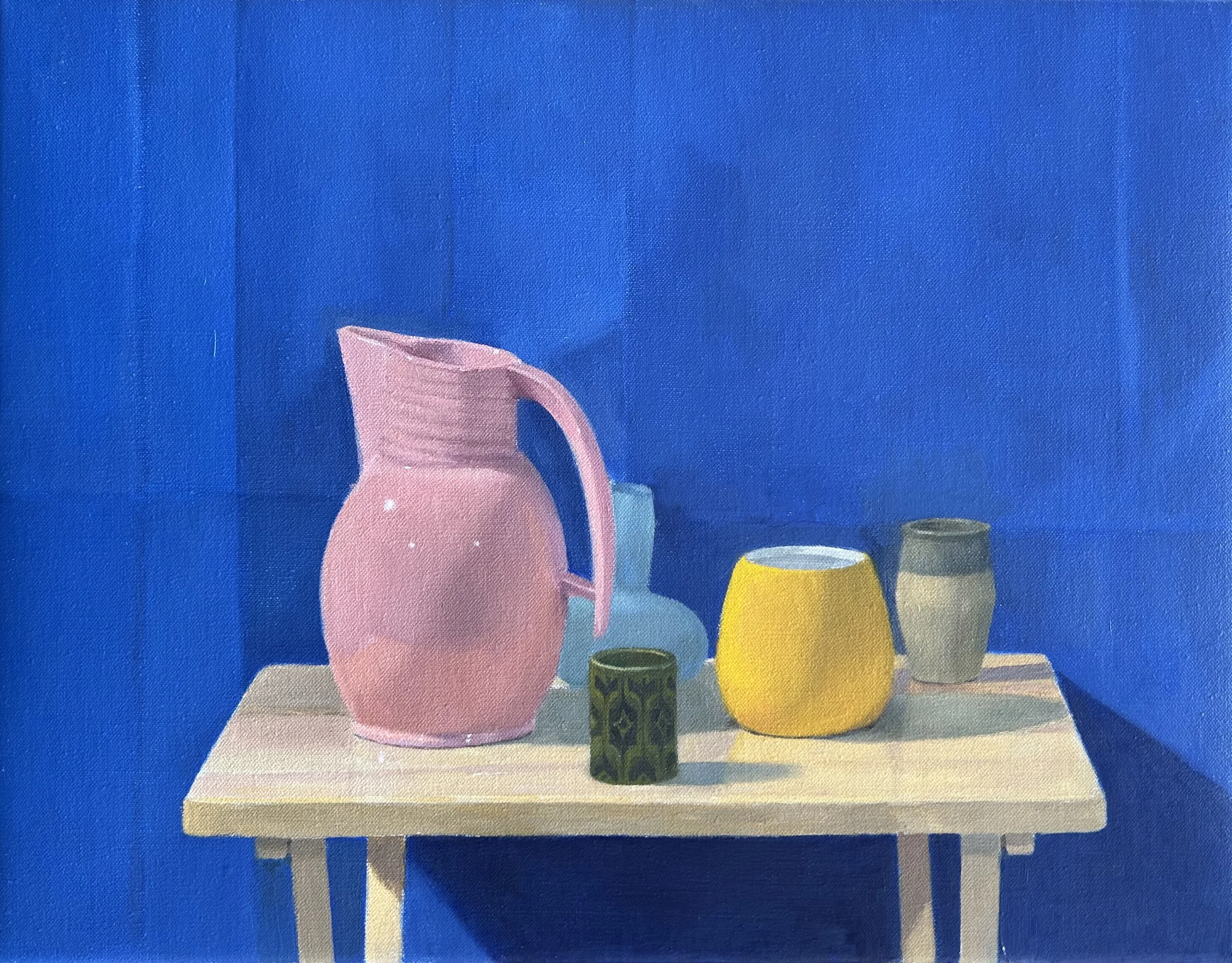 The pink Beswick jug, oil on linen, 35 x 45 cm, 2025.