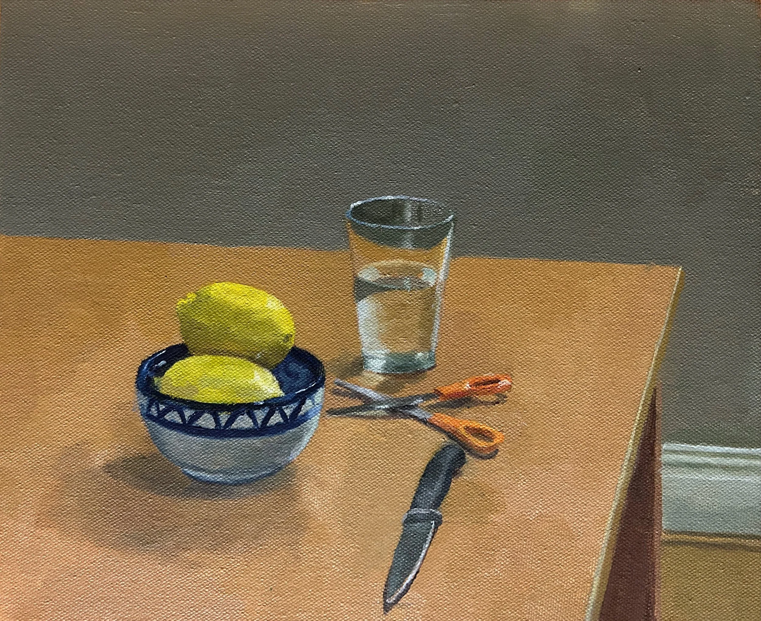 Glass of water, oil on canvas, 25 x 30 cm