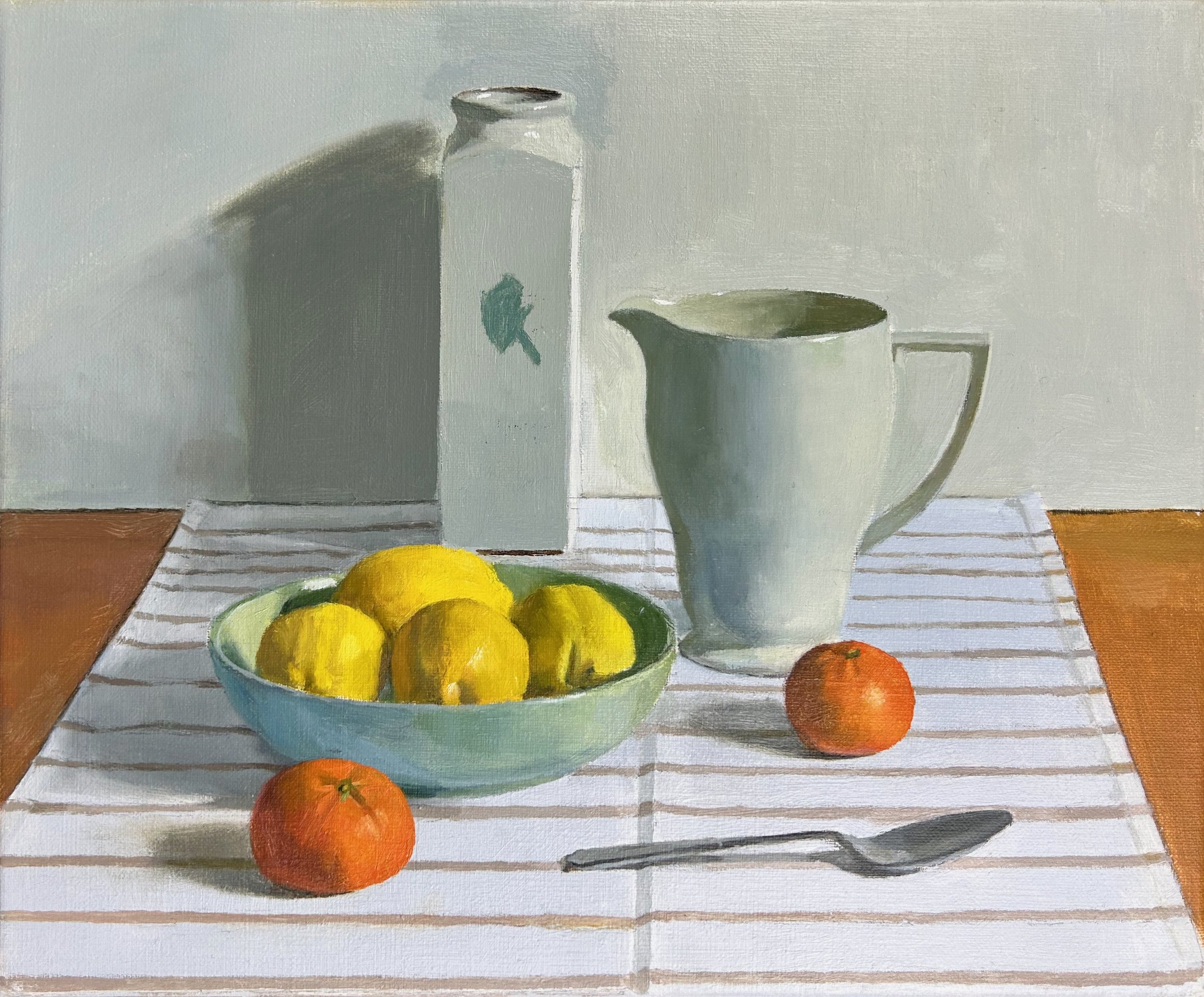 Bowl of lemons, oil on linen, 25 x 30 cm, 2023, sold.