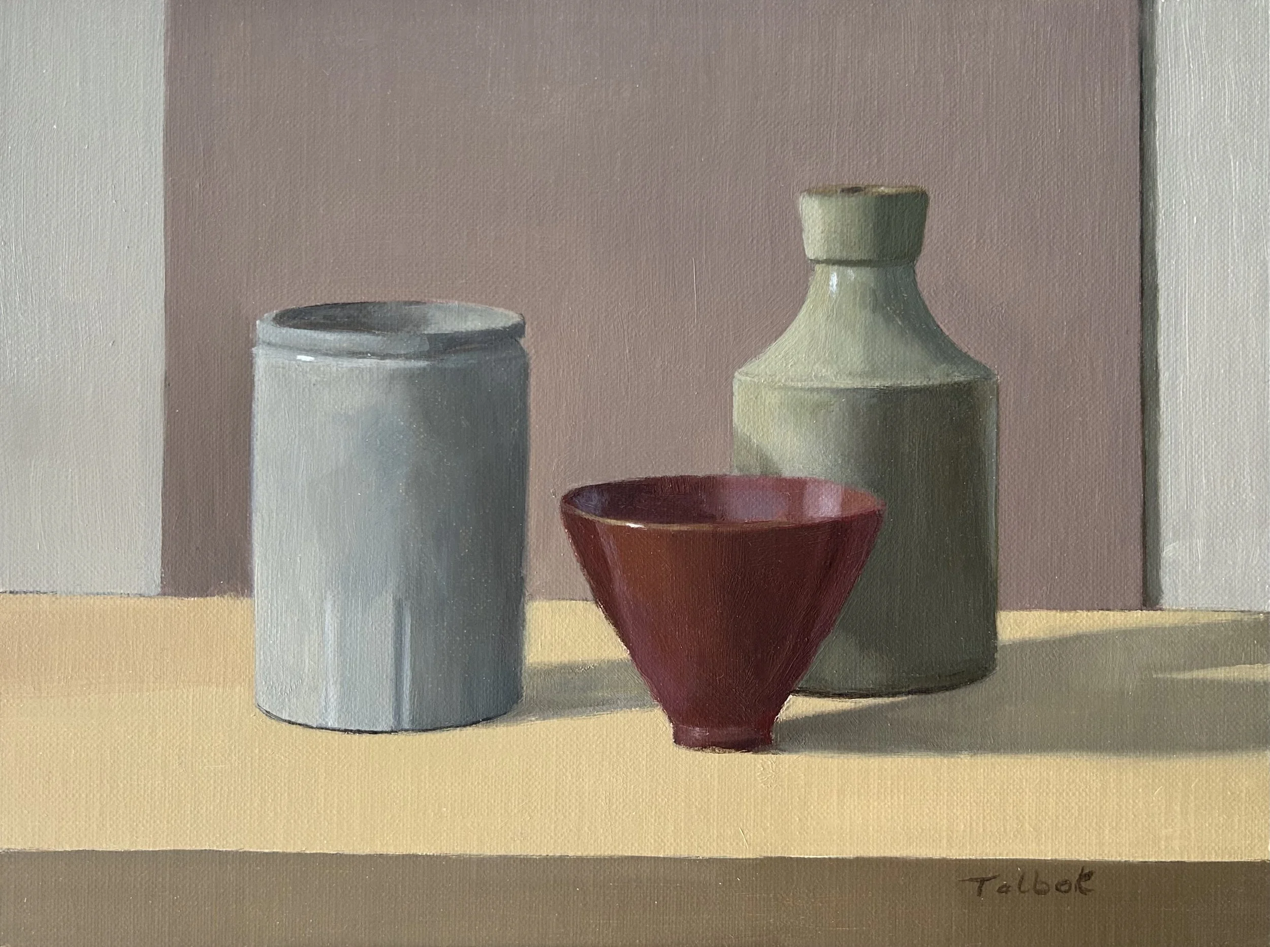 Conical bowl, oil on linen mounted on board, 18 x 24 cm, 2025, sold.