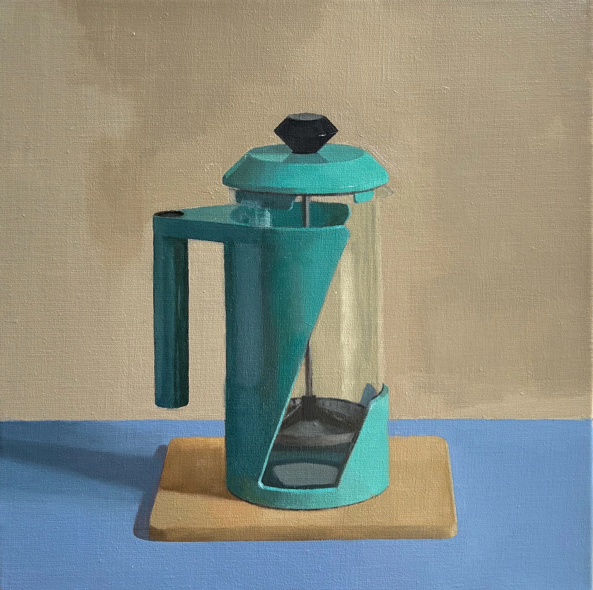 Green cafetière, oil on linen, 30 x 30 cm