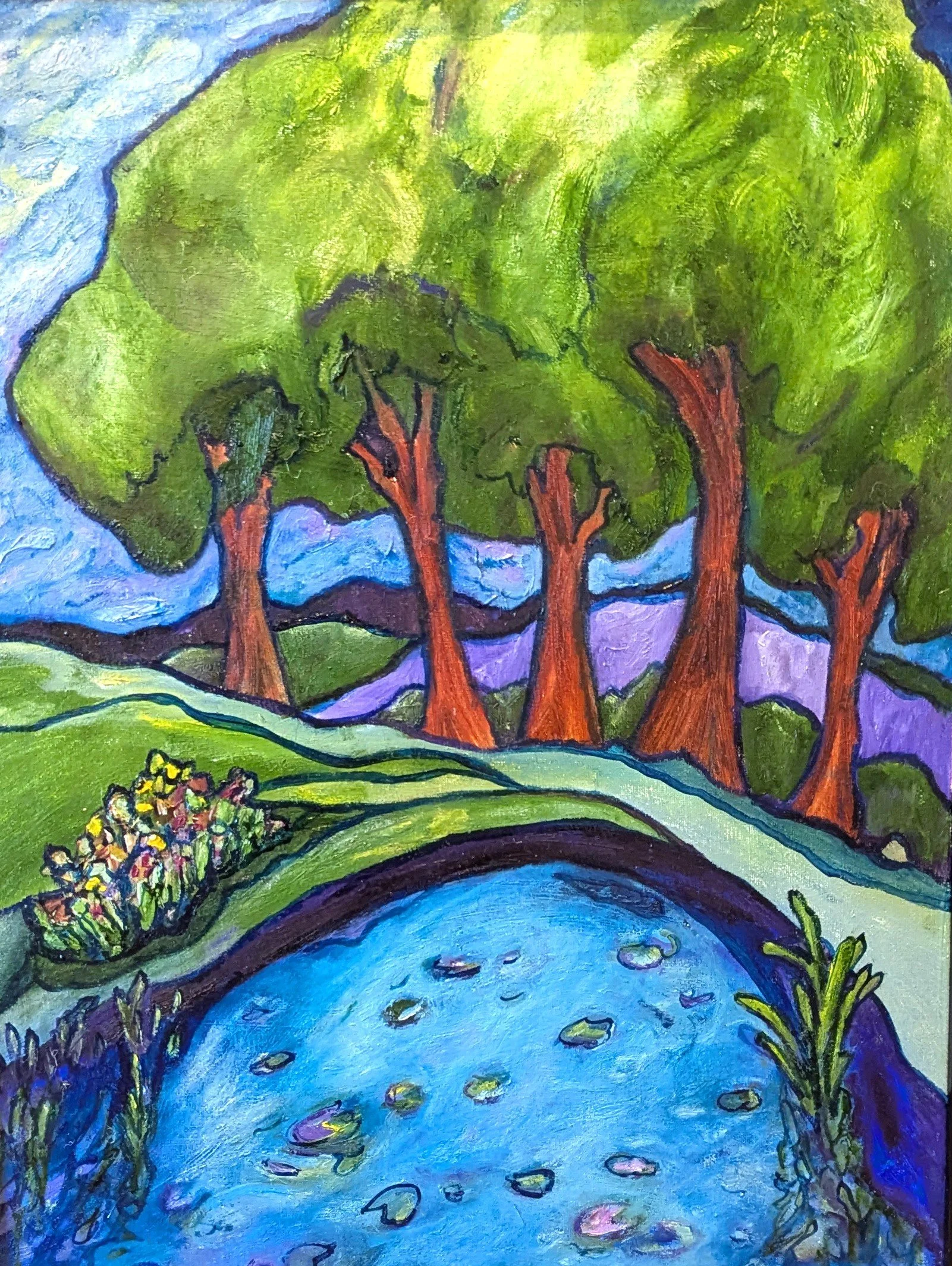 Quiet Pond 
24" x 18" 
oil on canvas 
$425