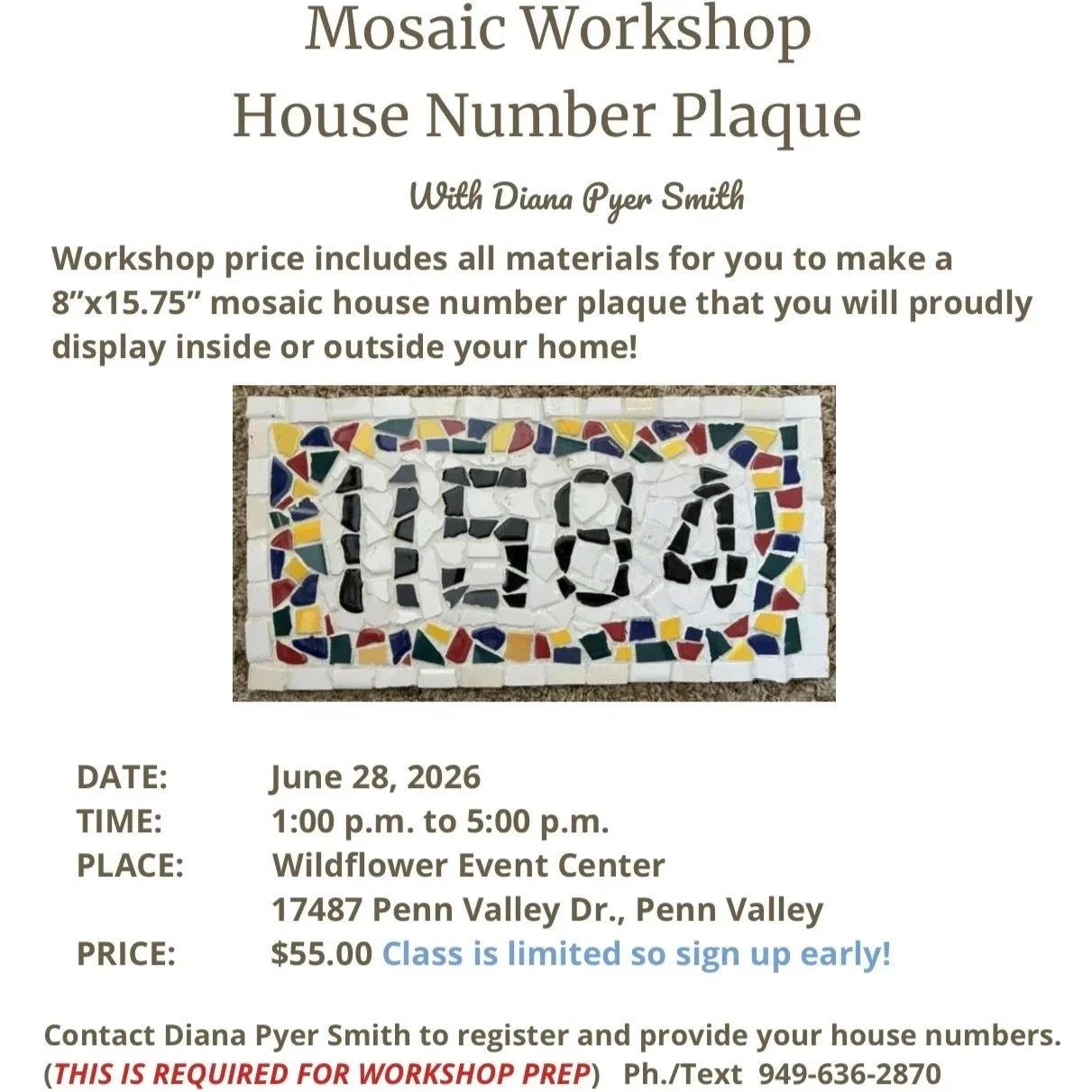 Mosaic Workshop | House Number Plaque