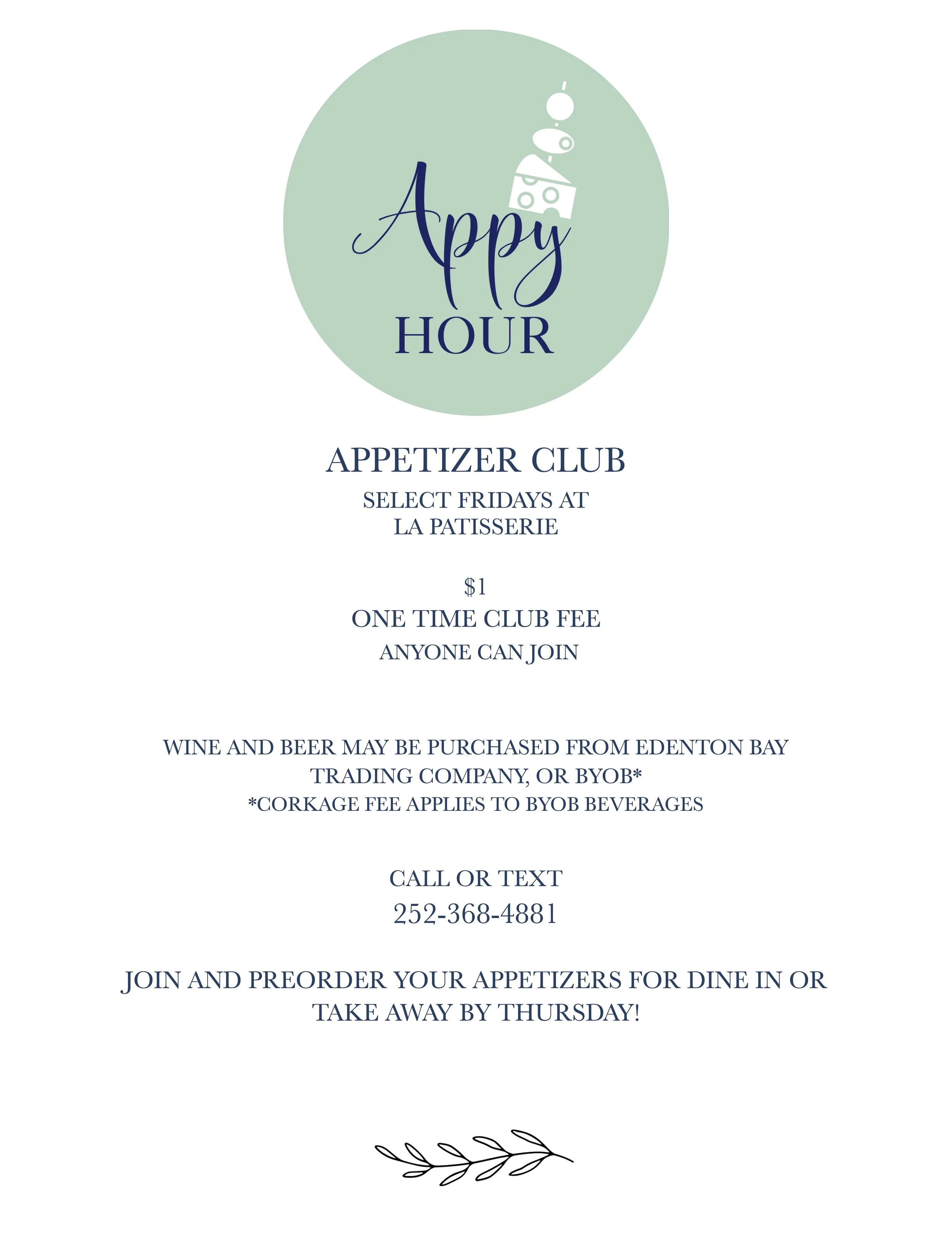 Edenton Epicurean Appetizer Club info