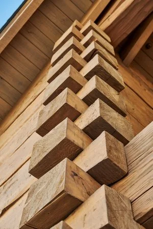 Woody Creek Residence, Square log dovetail corners, Colorado architecture, Aspen, Carbondale, Glenwood Springs