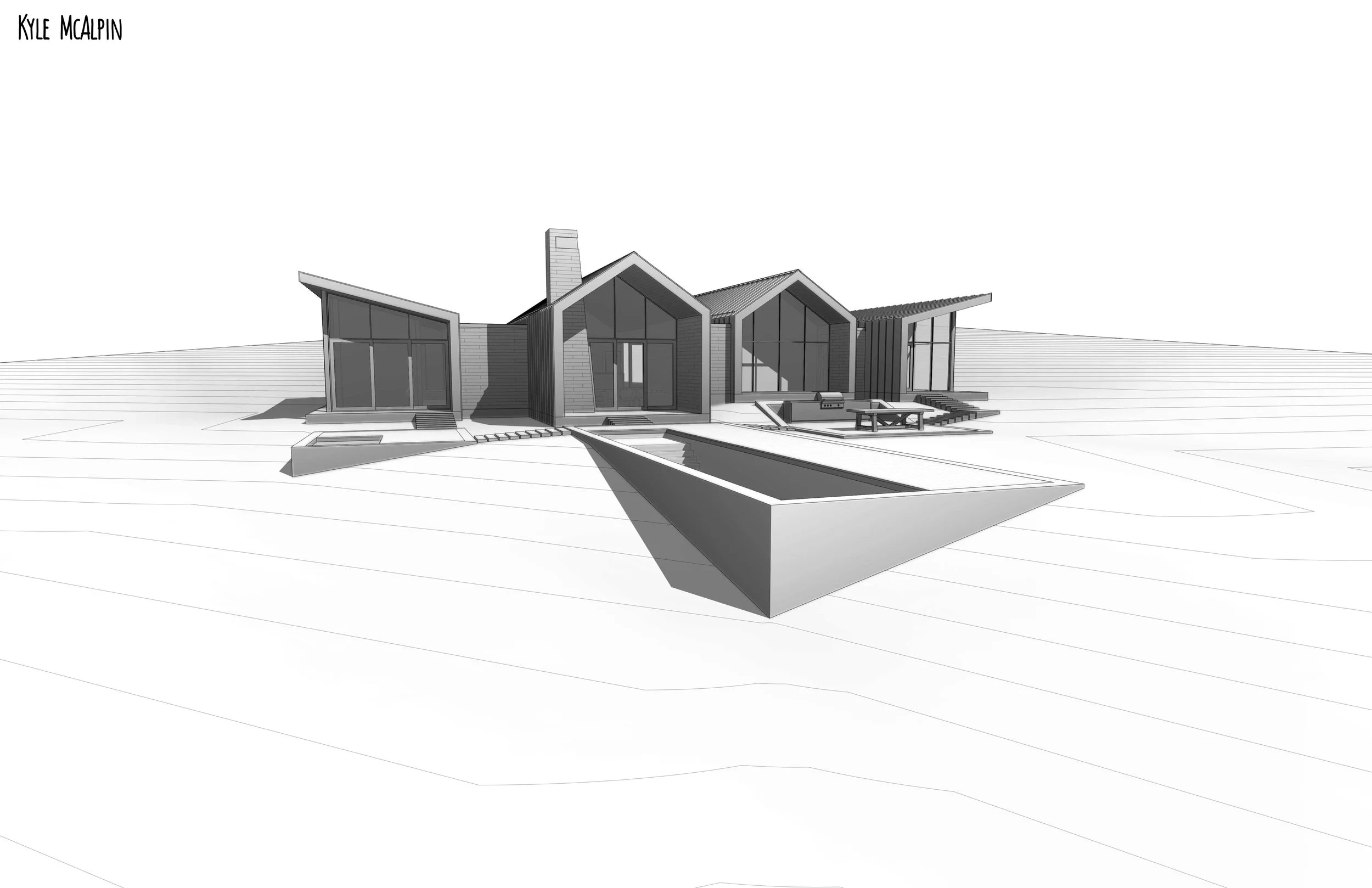 Snowmass Residence - Exterior - Perspective South B&W.jpg