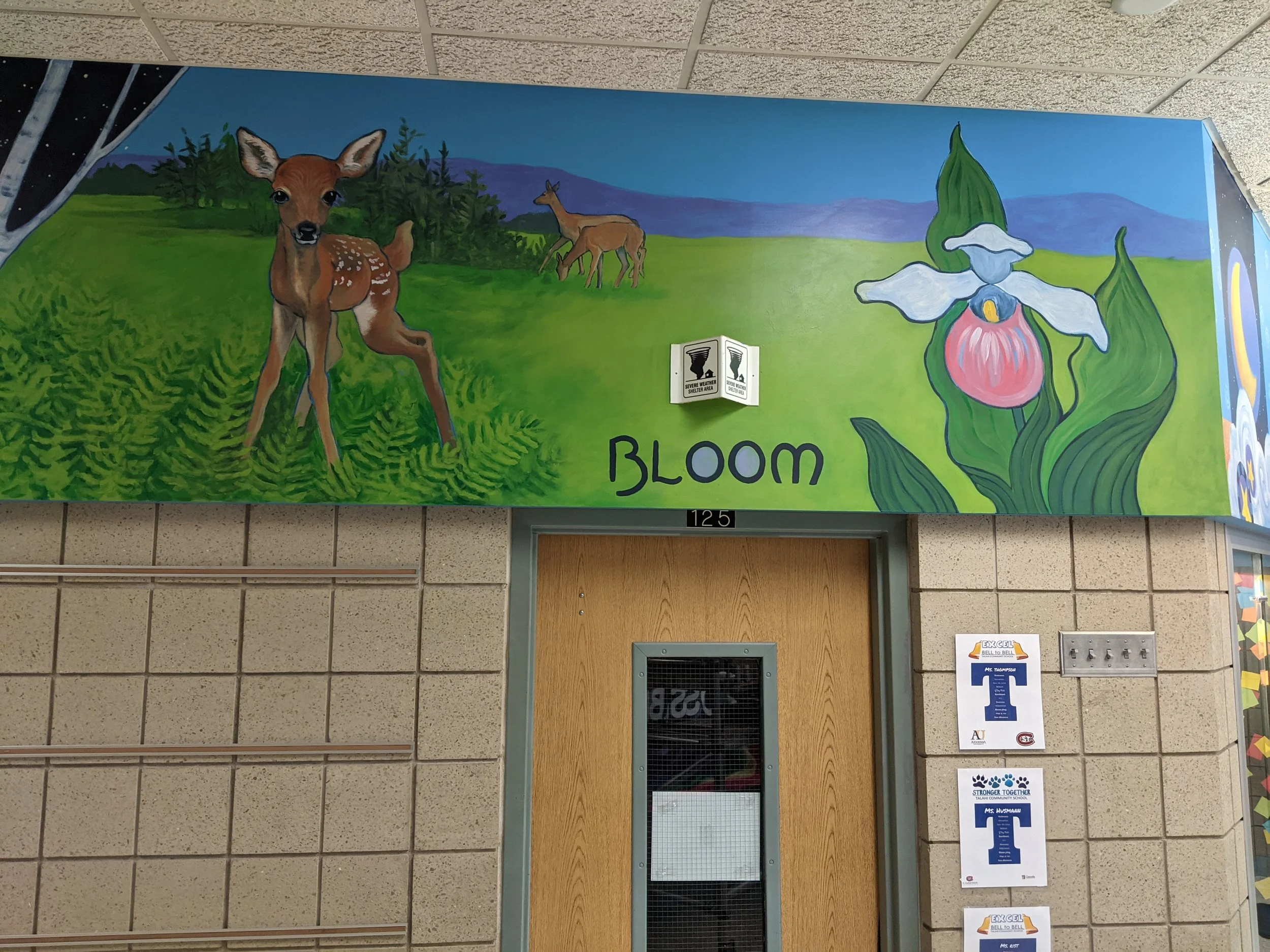 Bloom- hall mural for Talahi Community School, 2021