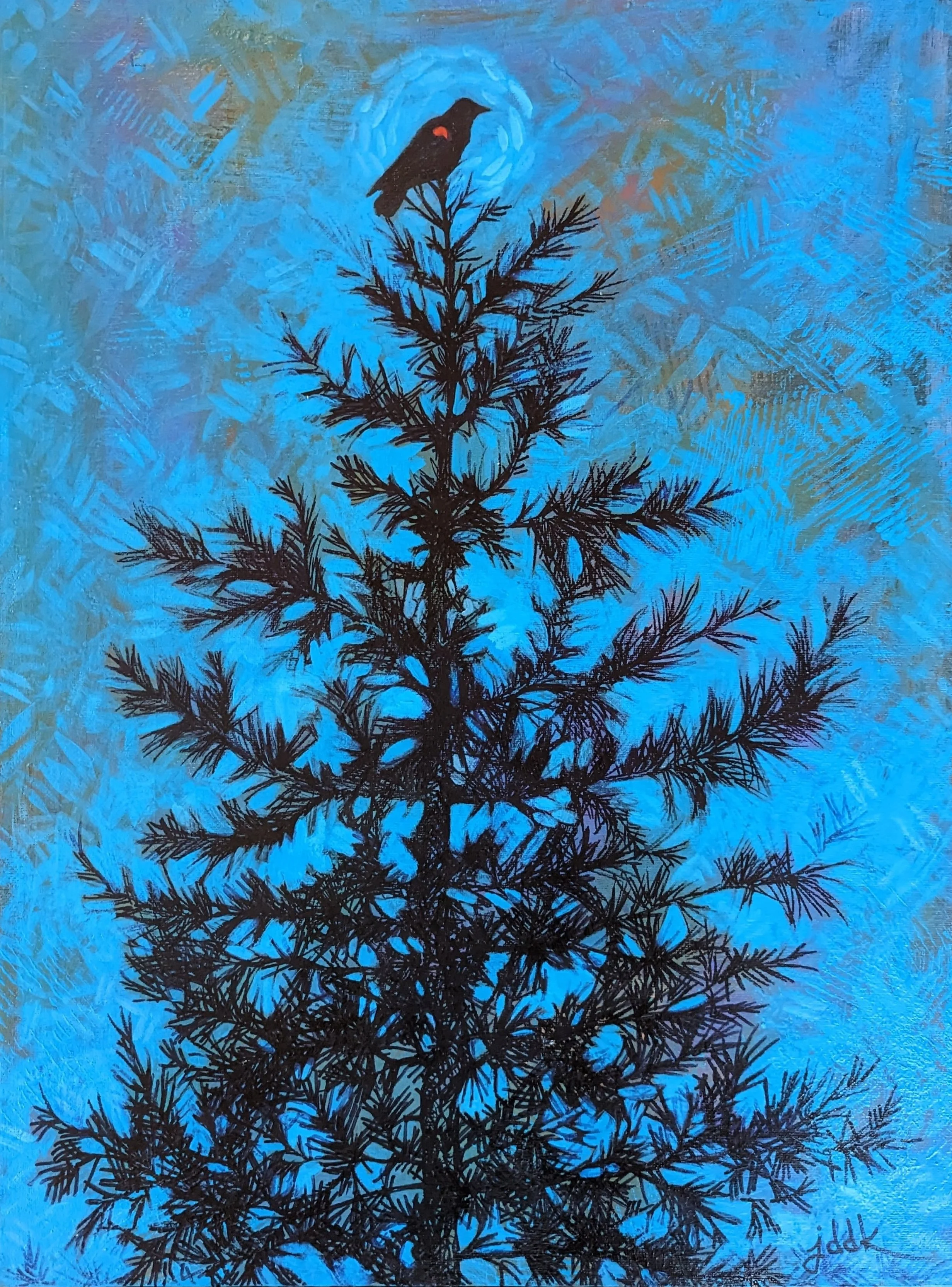 Red-Winged, 2023-18 x 24 acrylic and marker on canvas- Lauer Collection 