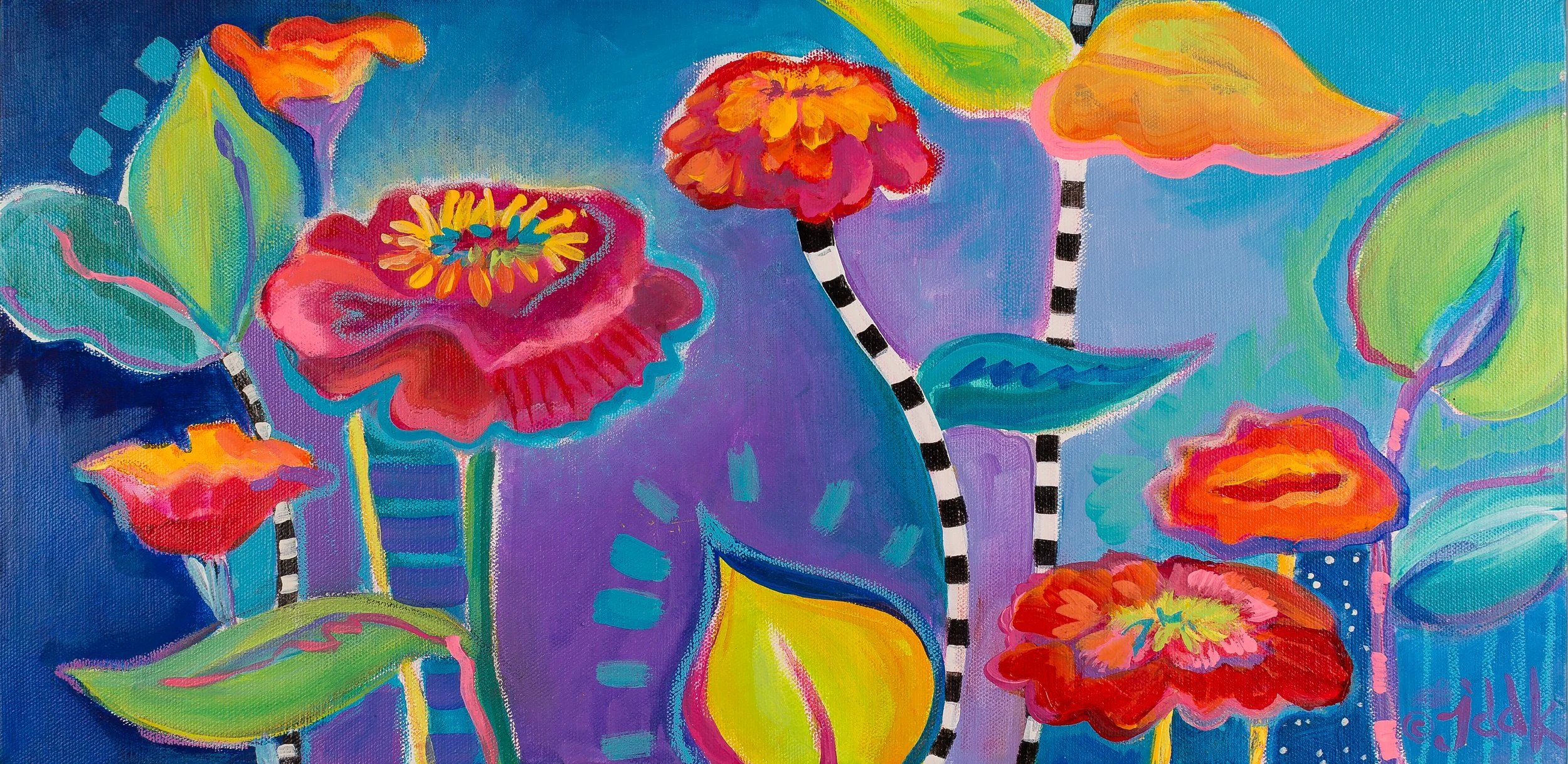 Zinnias, 2011-12 x 24 acrylic on canvas