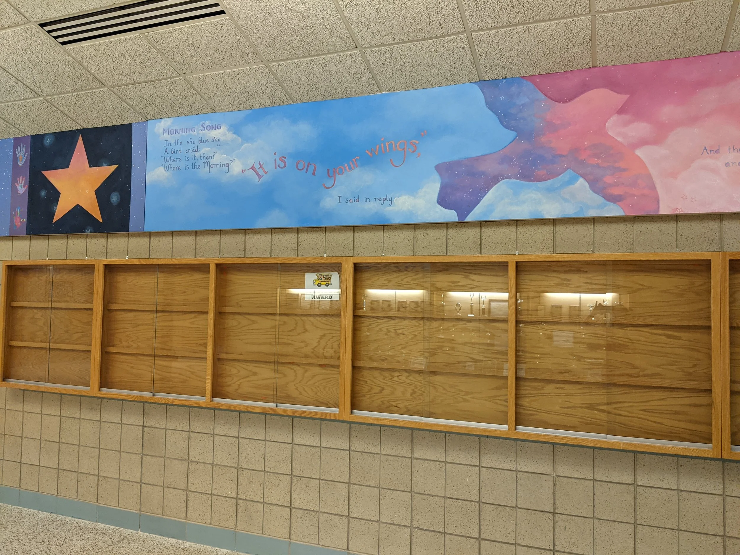 Bird- hallway mural at Talahi Community School 2012