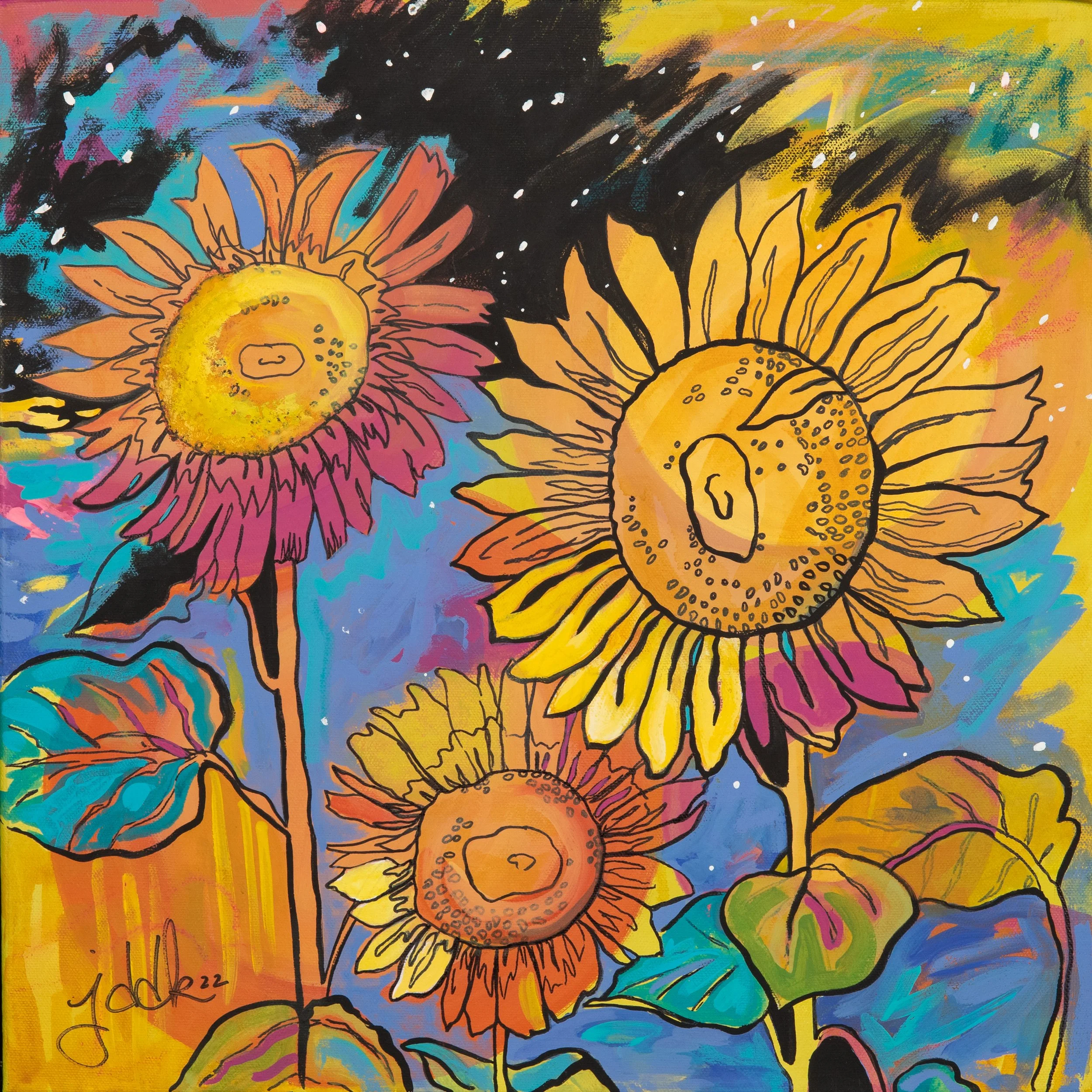 Sunflowers, 2023-16 x 16 mixed media on canvas