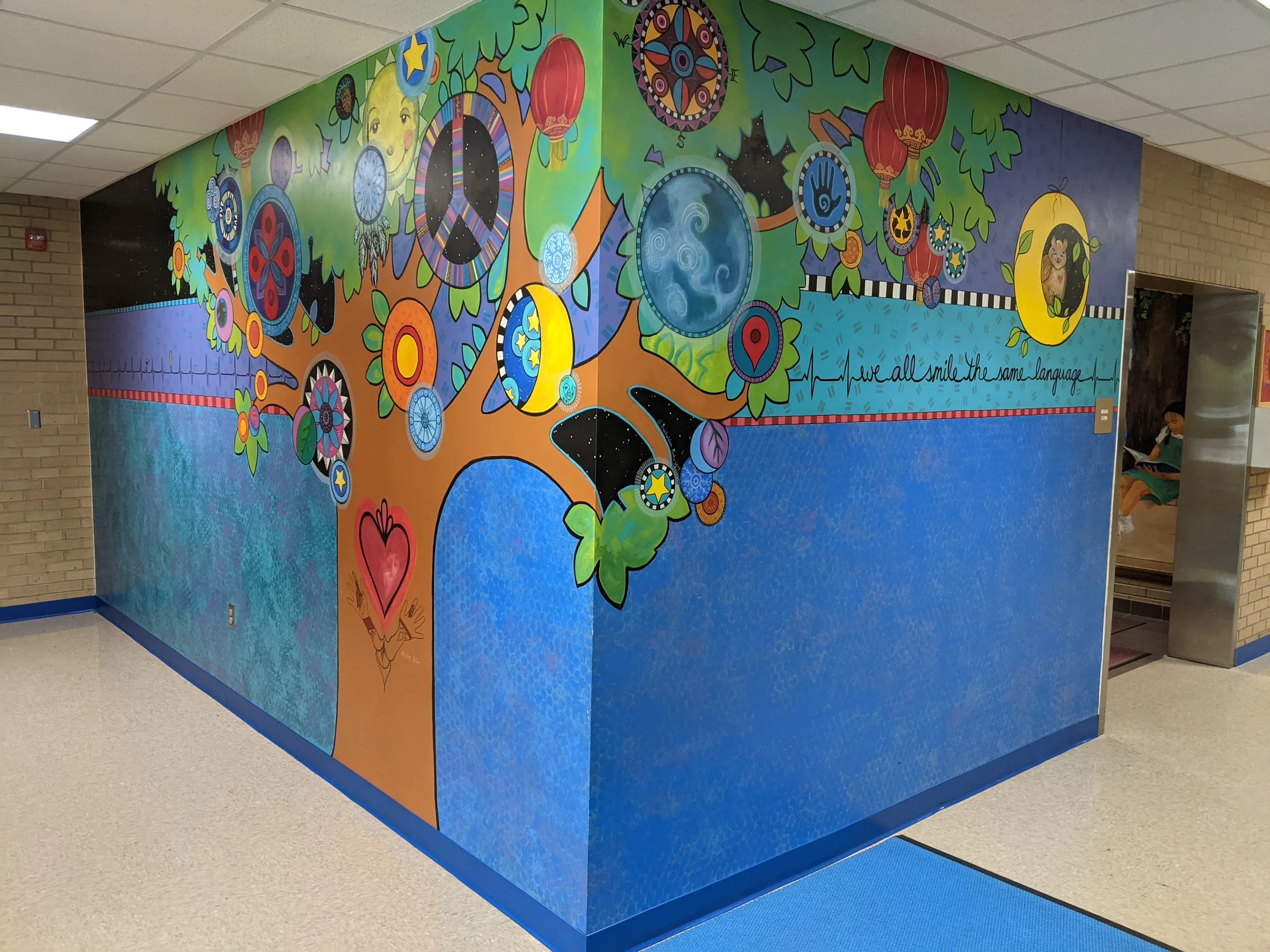 We All Smile the Same Language-  entry mural for Madison Community School,2017
