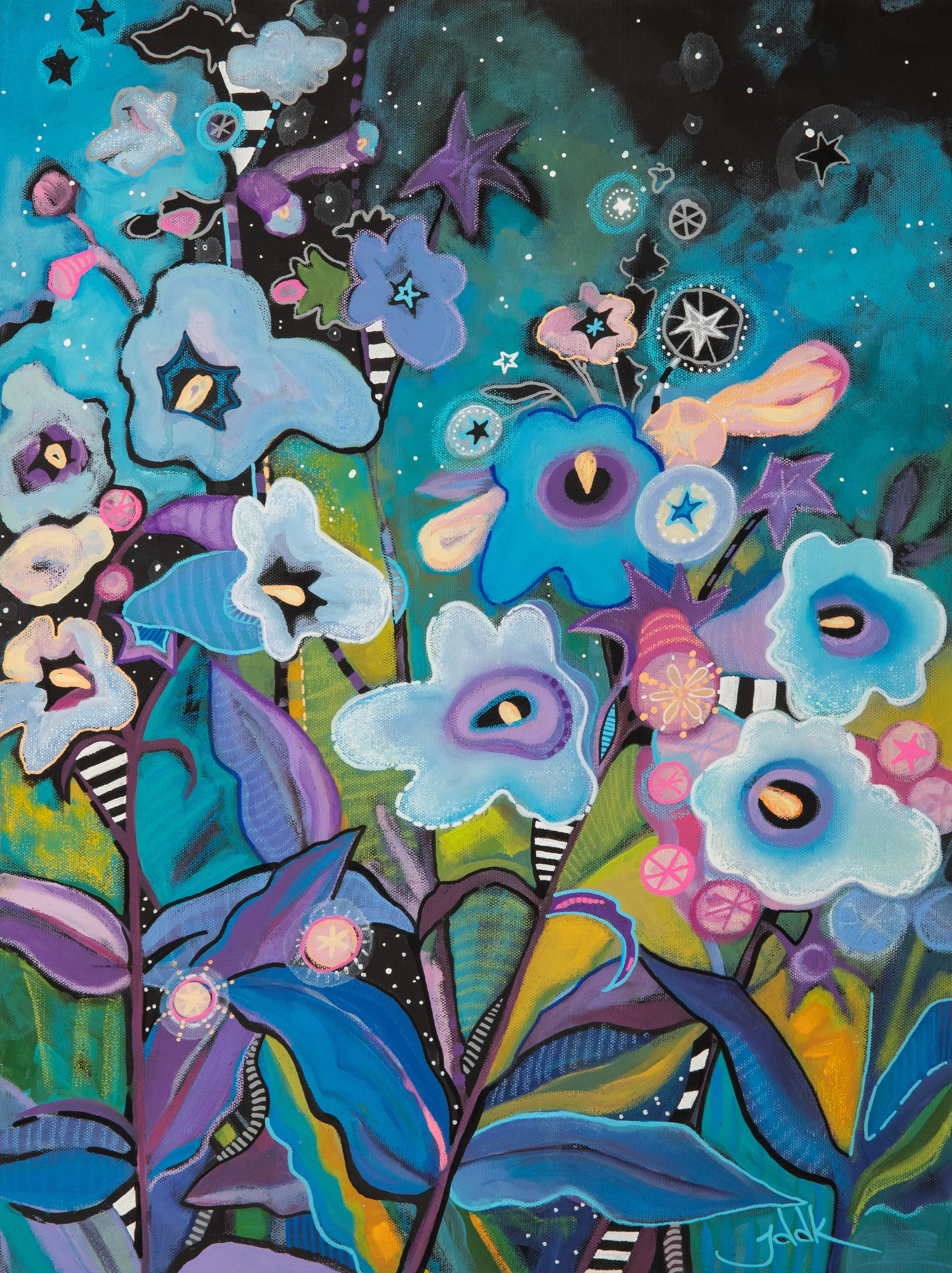 
Garden Magic, 2023-18 x 24 acrylic, marker, oil pastel on canvas