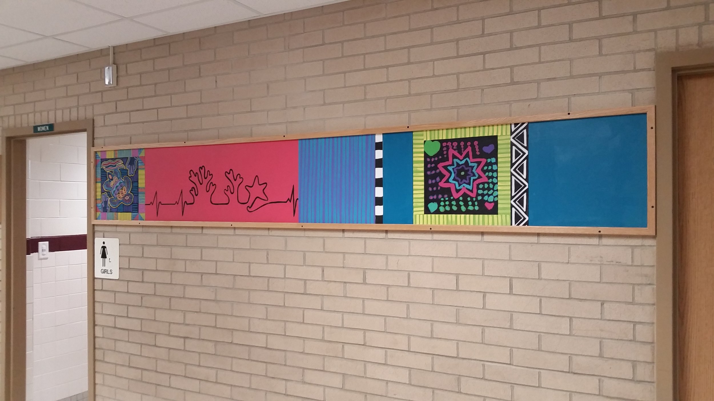 4th Grade tiles- mixed in with added work by me and art intern, Lily Brutger, 2017