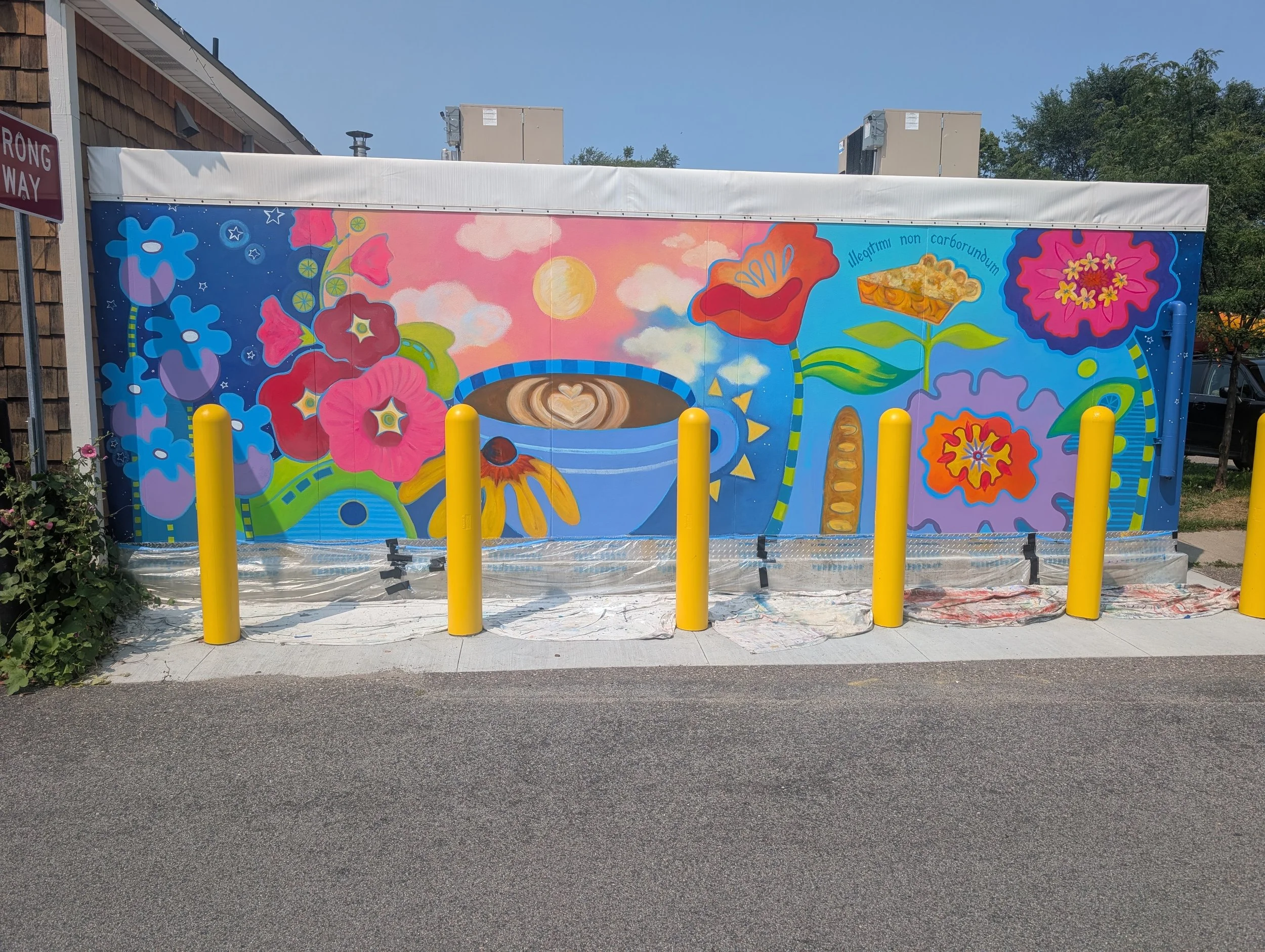 Flour and Flour Alley Mural in progress 8.7.26 Saint Joseph, MN 