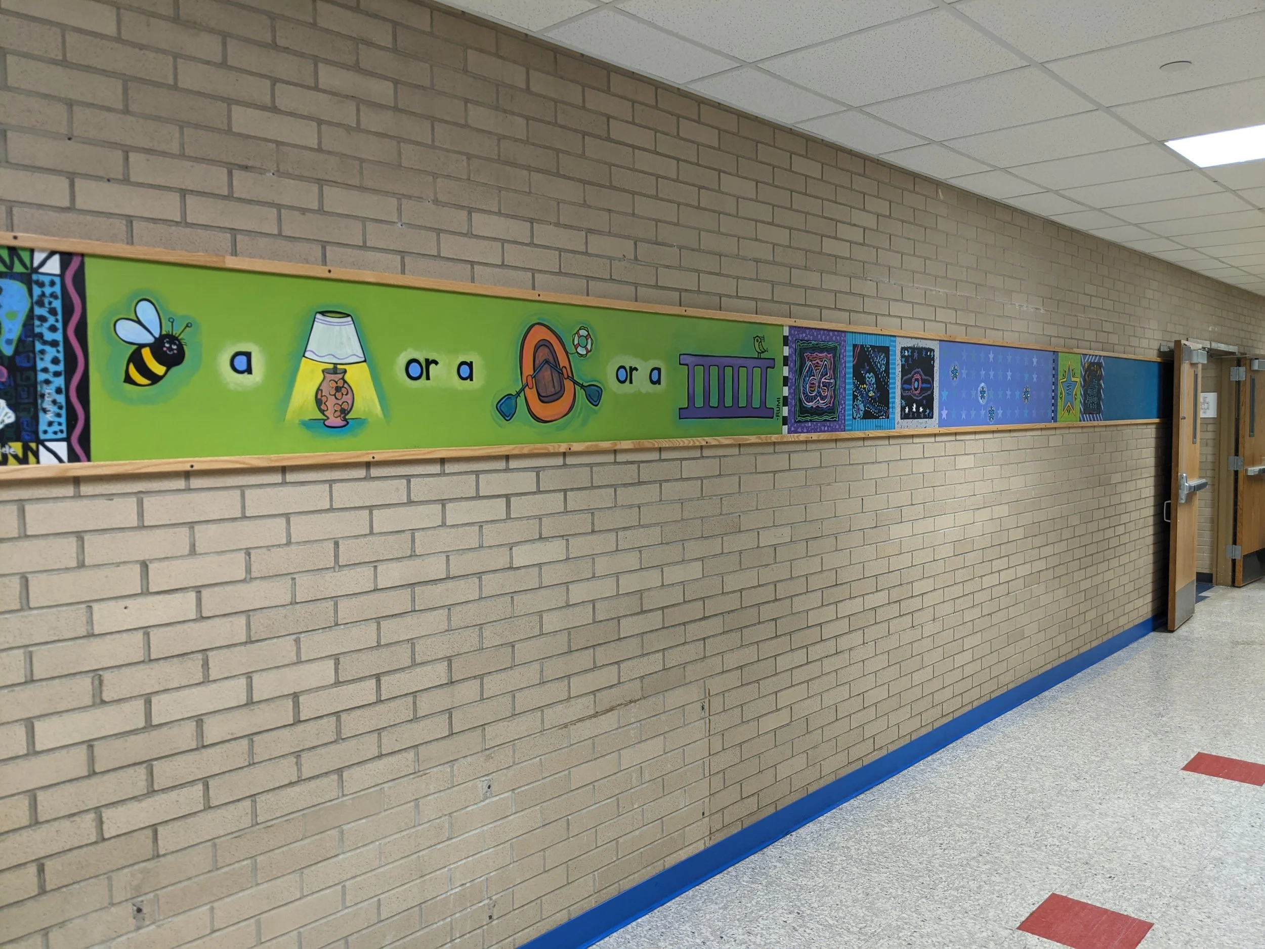 Inspirational art for long beige hallways- Madison Mural of Color 2017