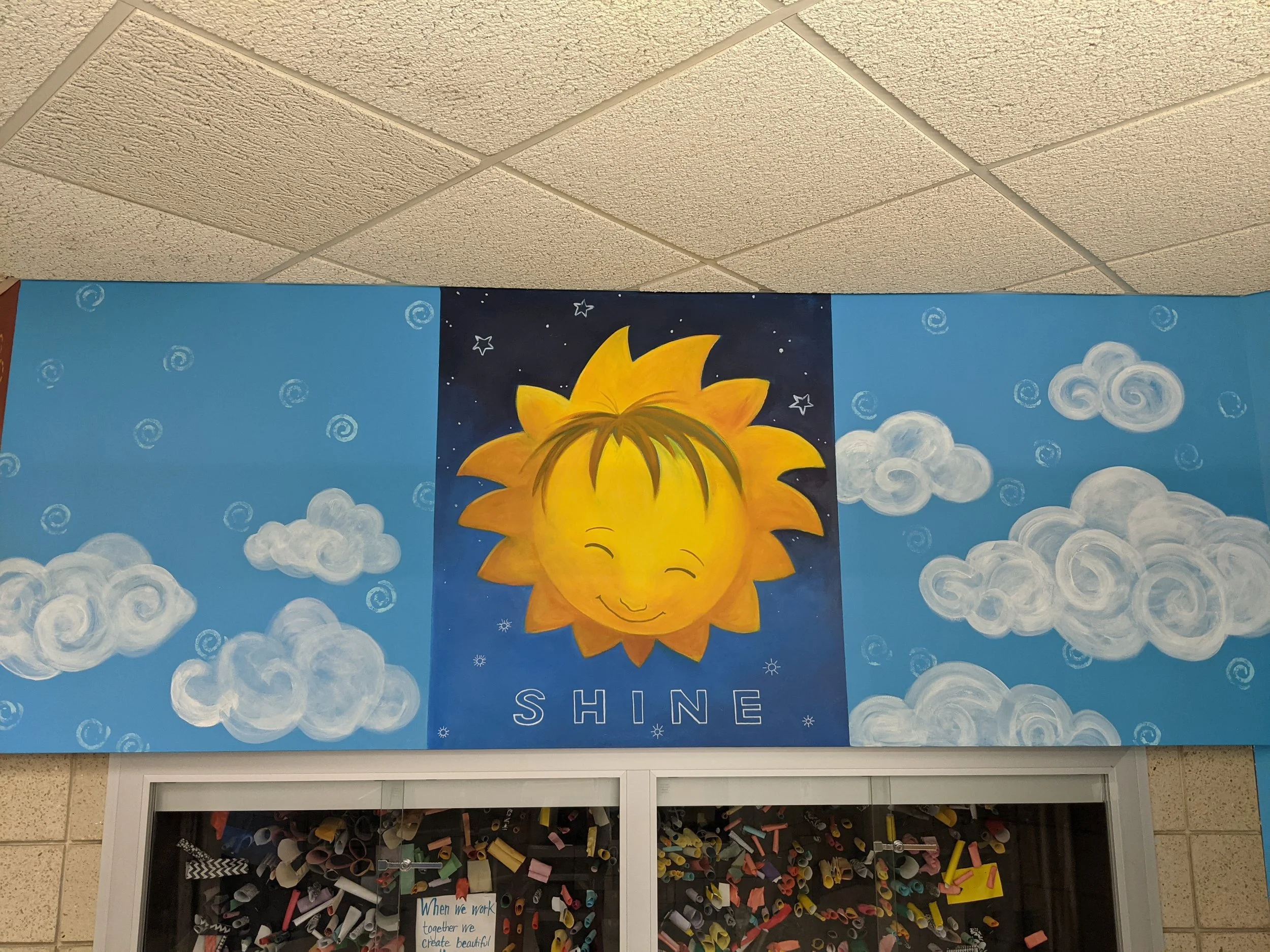 Shine- mural close-up for Talahi Community School, 2021