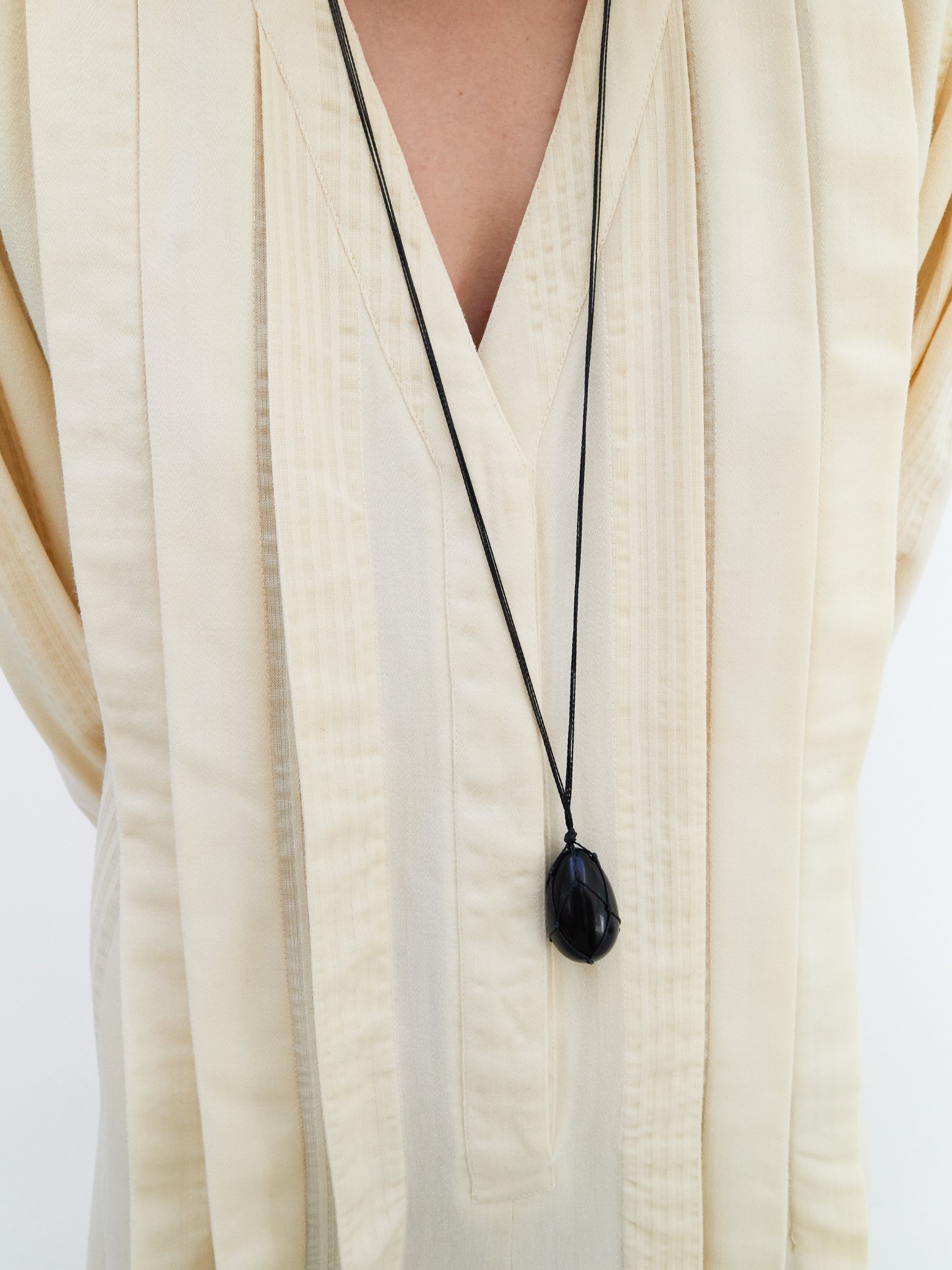 Obsidian pendant macrame necklace