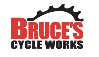 Bruce's Cycle Works logo with red text and a gear graphic.