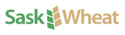 SaskWheat logo with green and brown text and graphic