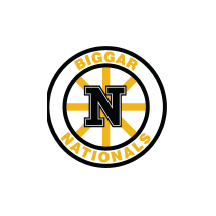Logo of the Biggaar Nationals with a large letter N in the center, surrounded by a circular band with the text 'BIGGARG NATIONALS'.