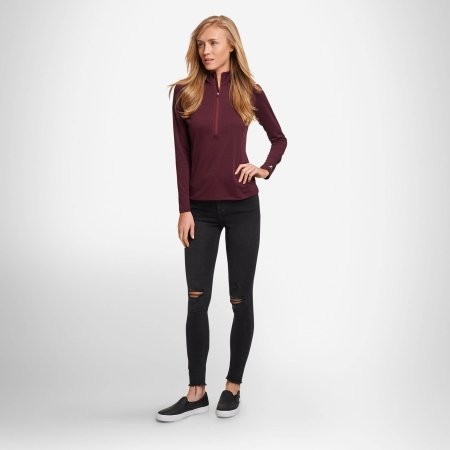 LADIES 1/4 ZIP PULLOVER in maroon