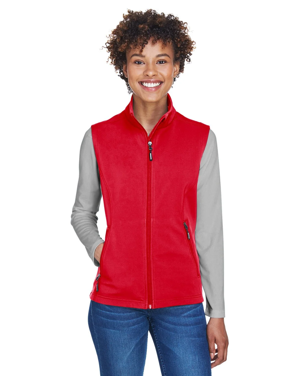 CE701W Core365 Ladies' Cruise Two-Layer Fleece Bonded Soft Shell Vest in red