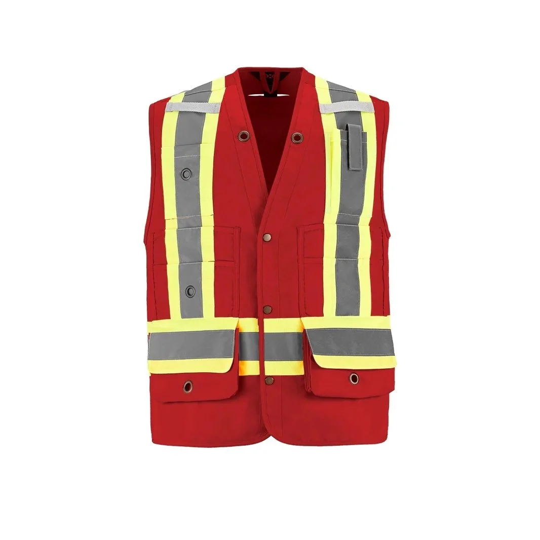 L01190 - Surveyor - Hi-Vis Surveyor’s Vest - Sized VendorCX2 Hi-Vis in red