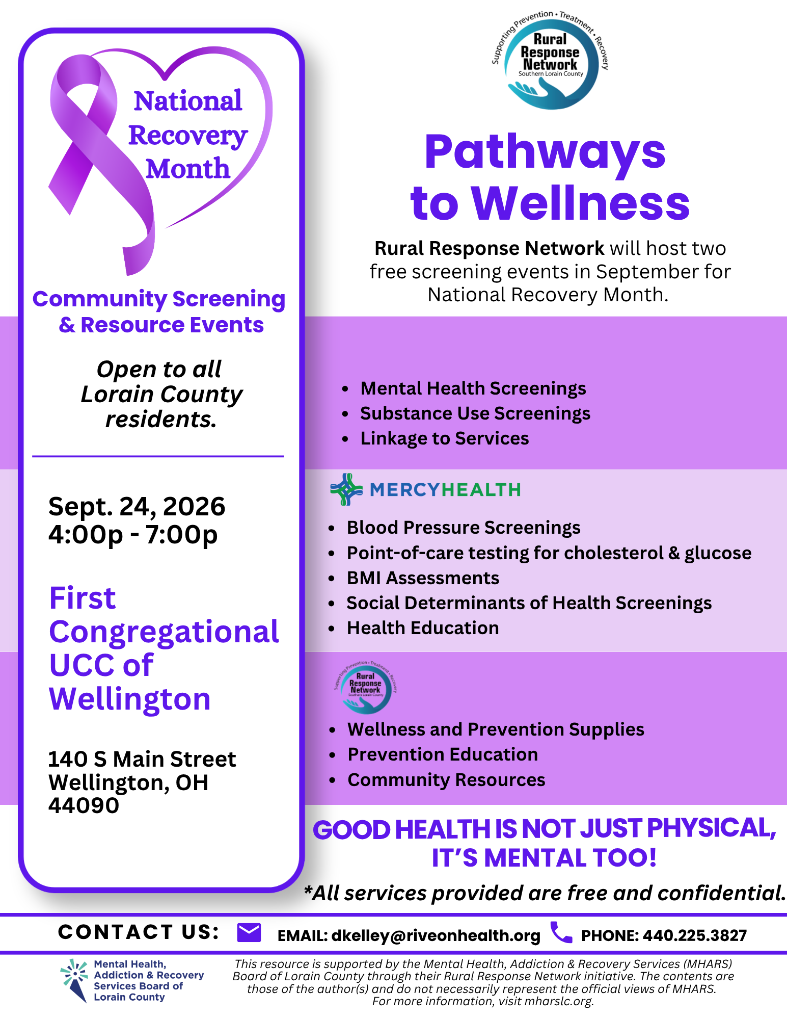 Pathway to Wellness Community Screening and Resource Event, First Congregational UCC Wellington
