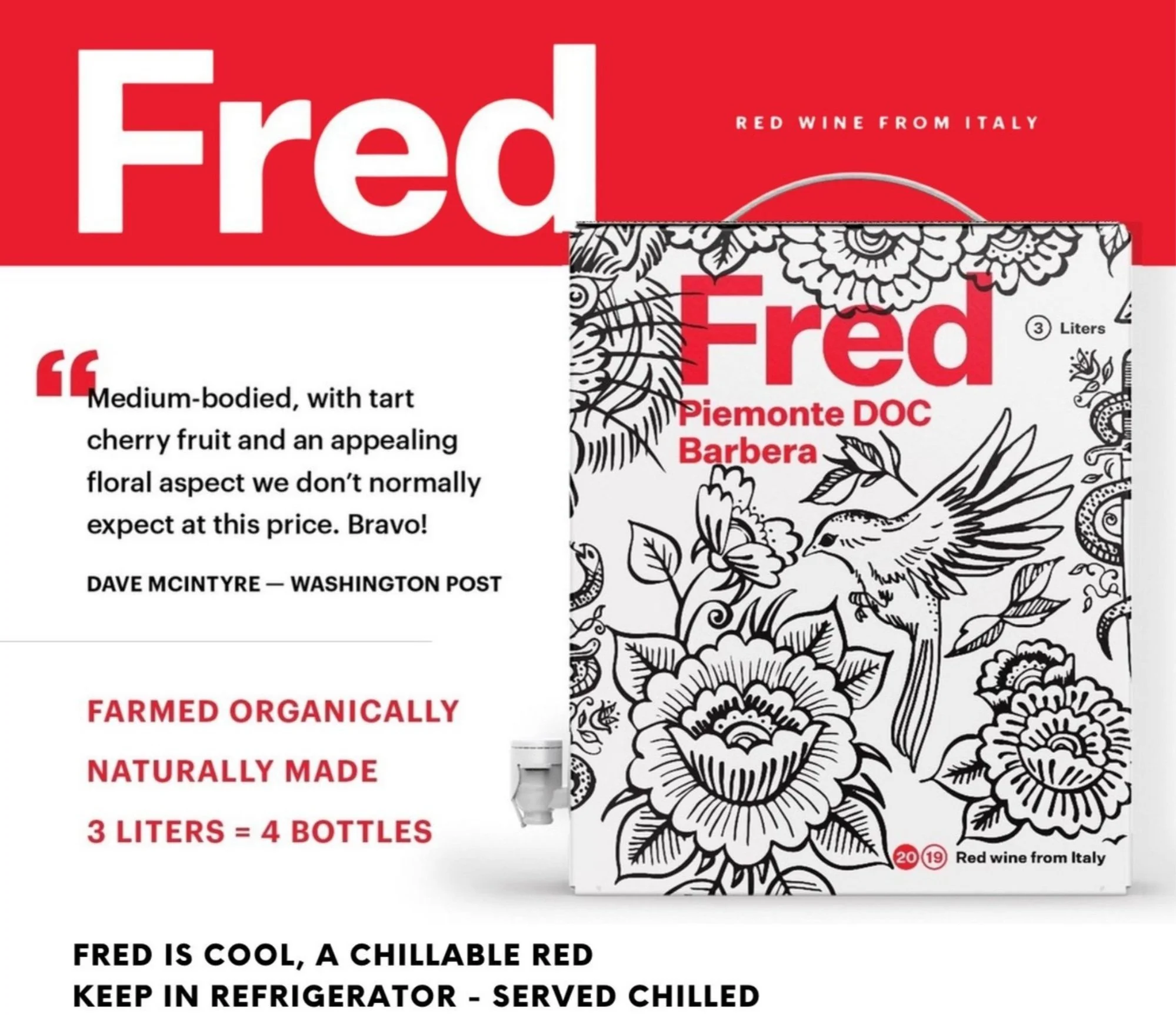 Fred Fine Wine Box, Best box wine, 3L,  Premium boxed wine Best boxed wine High-quality boxed wine Luxury boxed wine Top-rated boxed wine Boxed wine reviews Award-winning boxed wine Best tasting boxed wine Fine boxed wine Boxed wine for parties