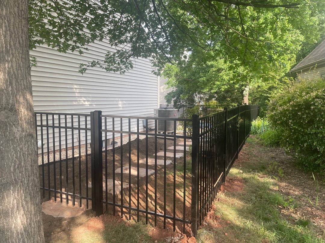 Black powder coated aluminum fence
