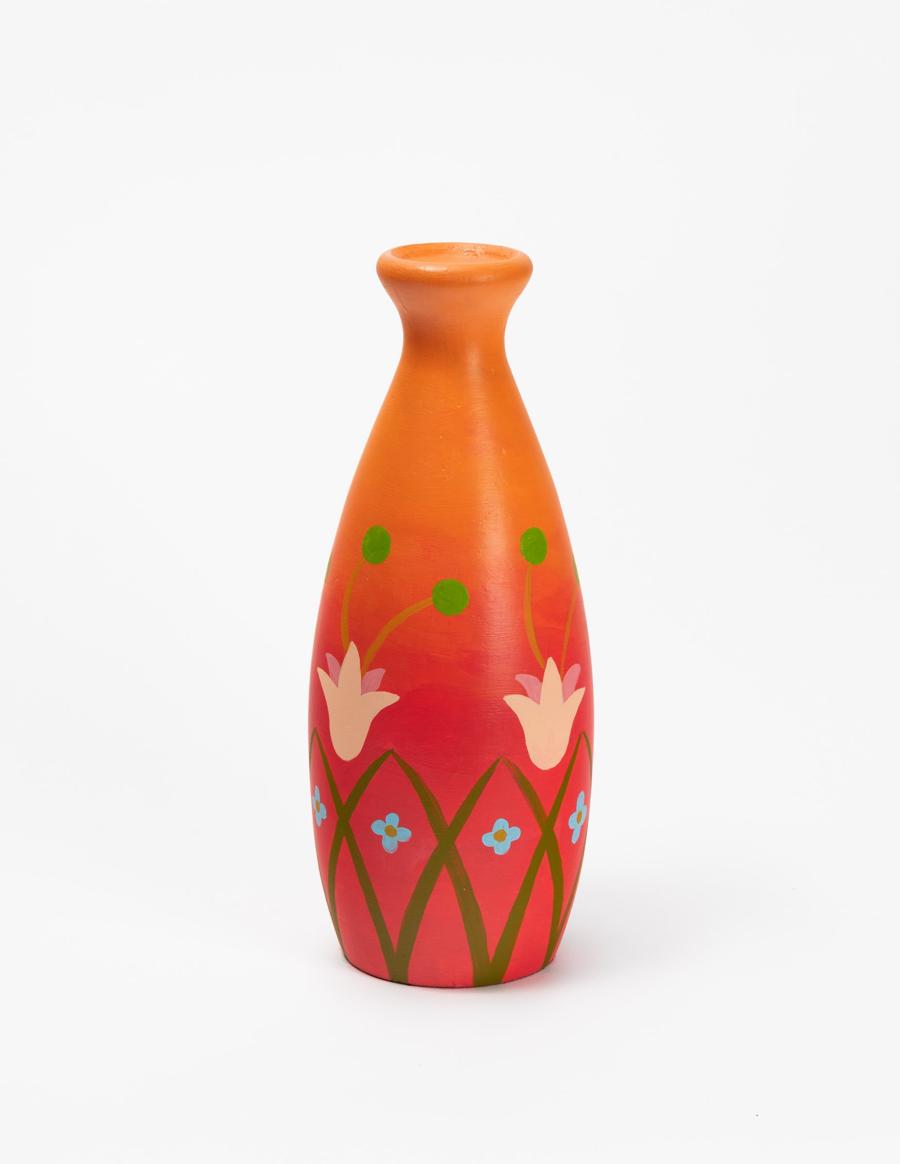 In The Grass at Sunset Painted Vase | Acrylic on Wood | 16" tall | 2020