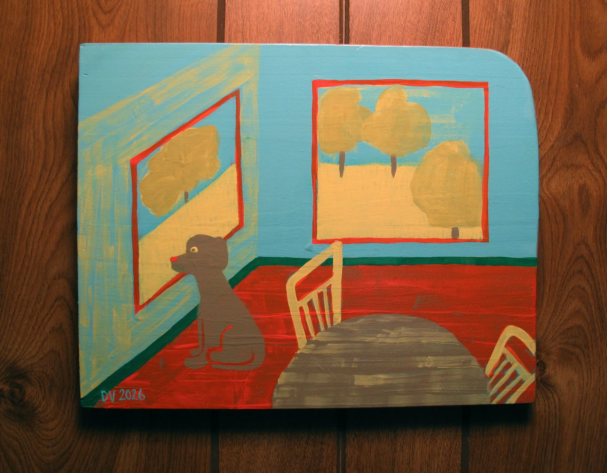 He Look Out | Acrylic Paint on Wood Board | 14 1/4" x 11 1/8" x 3/4" | 2026