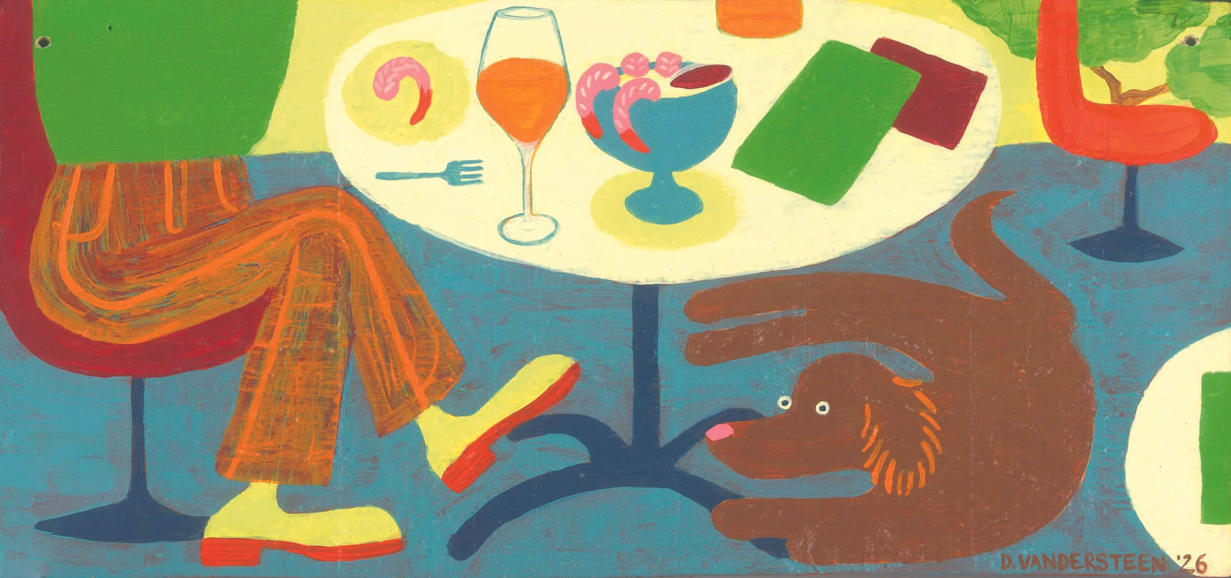 Le Patio / Acrylic on Plywood / 8" x 17.5" / April 2026 / Commission for Milou Restaurant in Toronto